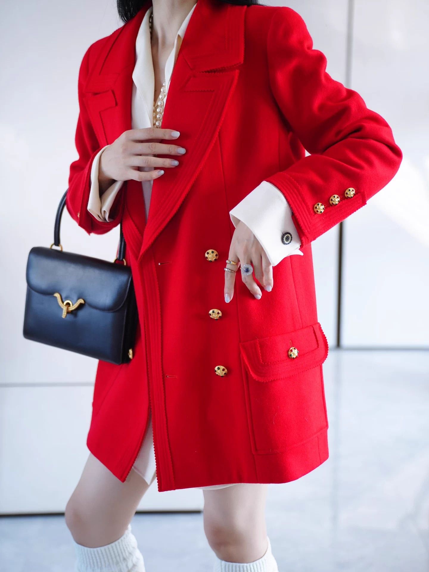 Chanel Chanel 1996 Vintage Red Double-Breasted Wool Coat Fr42 Size M / US 6-8 / IT 42-44 - 7 Thumbnail
