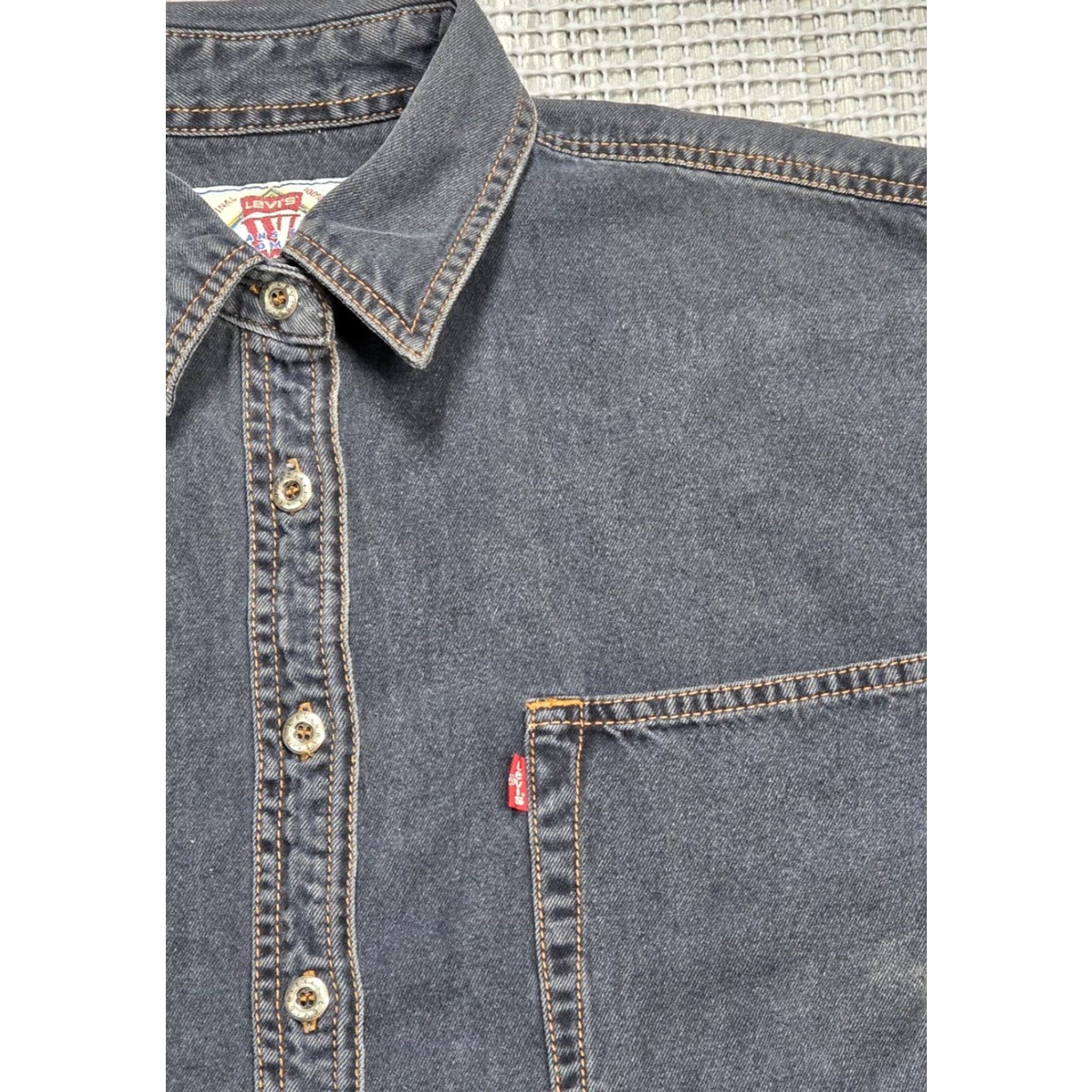 Levi's VINTAGE Levi's Denim Button-Up Shirt Womens M Gray 90s Western Casual Pockets Front Embroidered Button Down Shirt Womens Size L / US 10 / IT 46 - 3 Thumbnail
