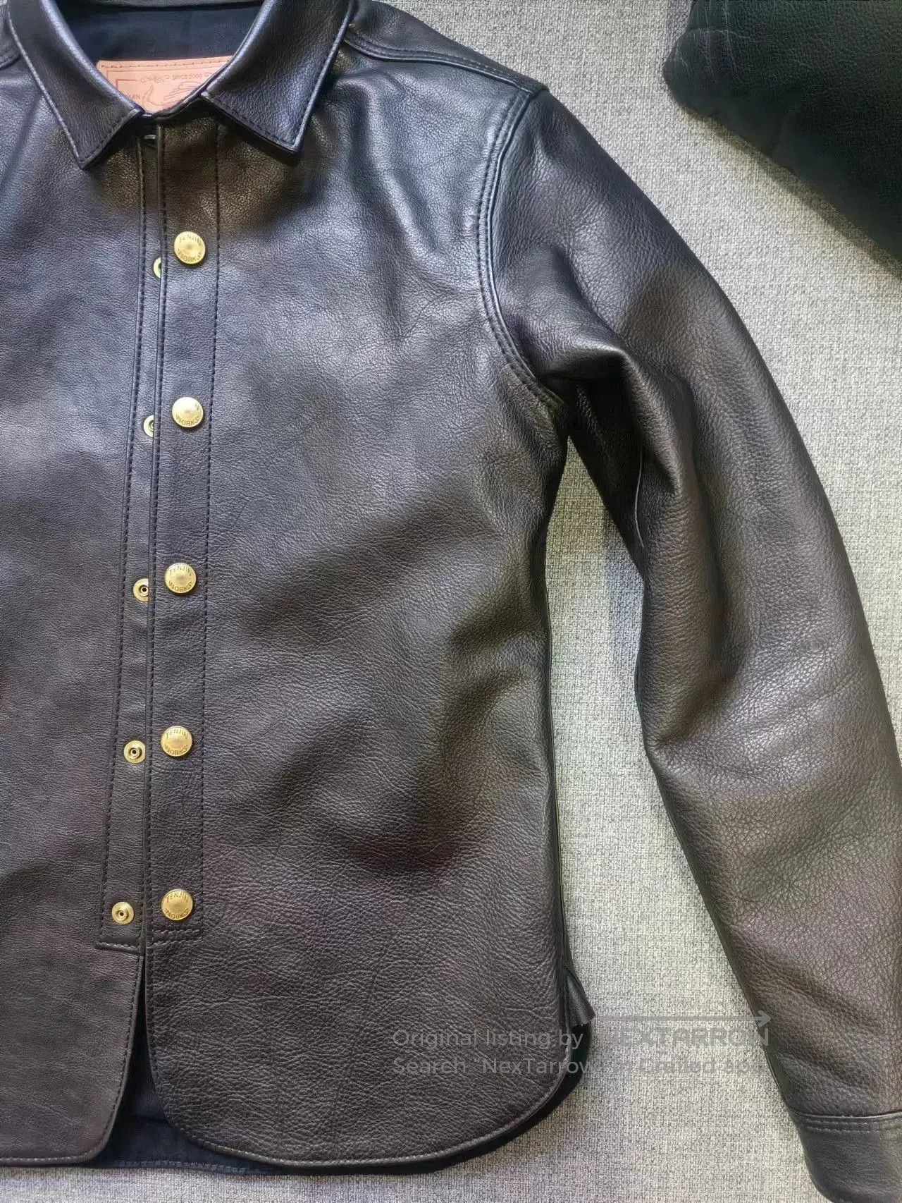Japanese Brand black leather button. Size US M / EU 48-50 / 2 - 4 Thumbnail