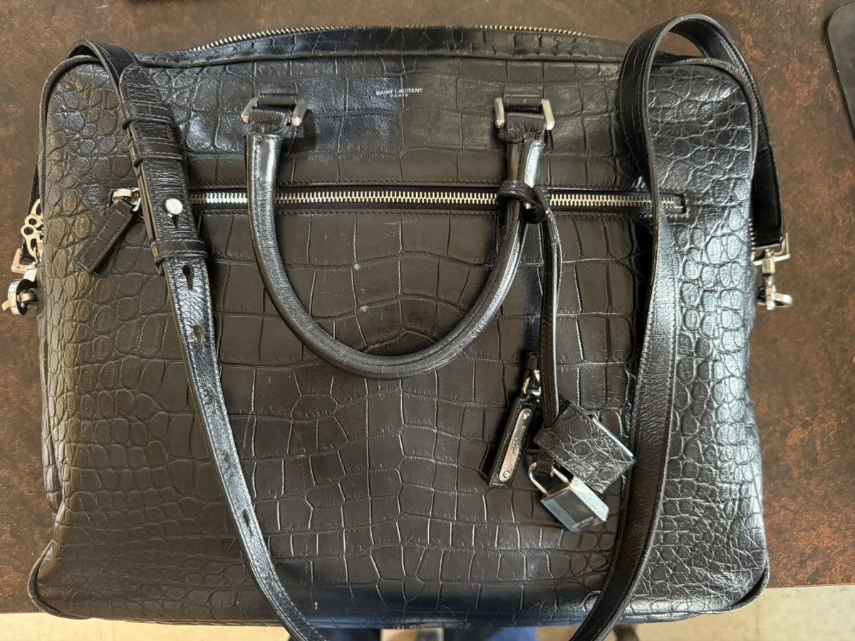 Saint Laurent Paris SLP Crocodile Embossed Sac Du Jour Large Briefcase Size ONE SIZE - 1 Thumbnail