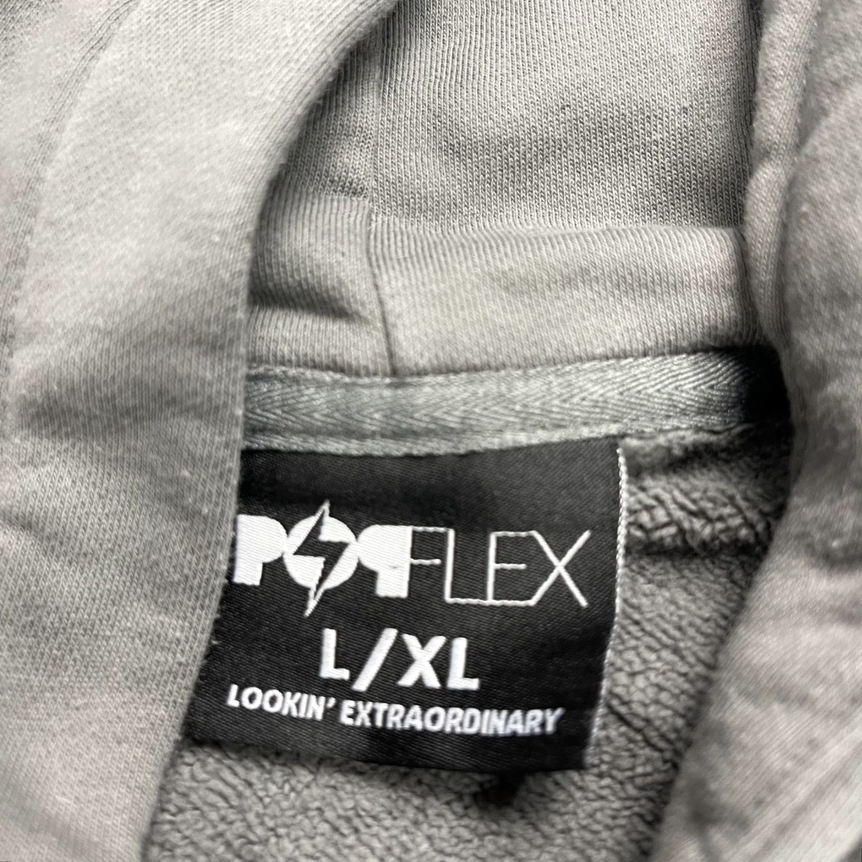 Vintage POPFLEX Hoodie Womens XL Gray Fleece Sweatshirt Gym Oversized Athleisure Pullover Zip Pocket Embroidered Logo Size XL / US 12-14 / IT 48-50 - 4 Thumbnail