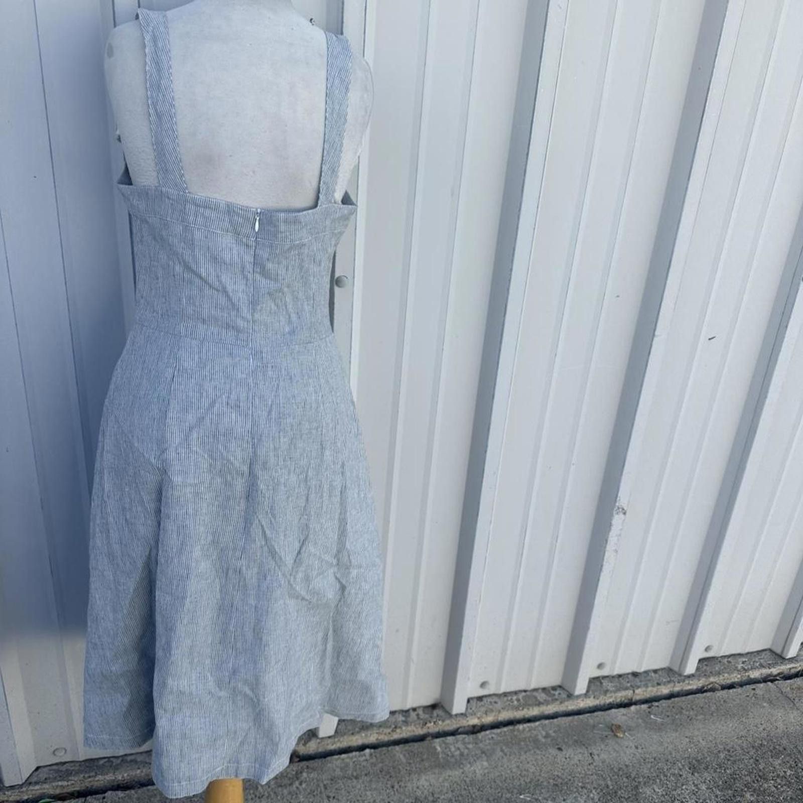 Barneys New York Barney's Women's Blue and Grey Dress Size L / US 10 / IT 46 - 3 Thumbnail