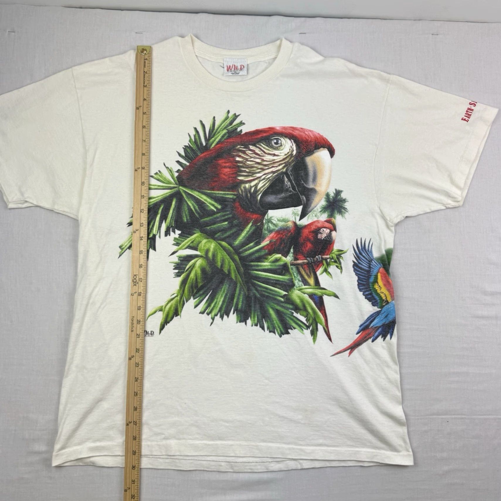 Vintage VINTAGE Wild Wear Parrot T-Shirt Men XL White All Over Print 90s Nature Animal Wildlife Size US XL / EU 56 / 4 - 7 Thumbnail