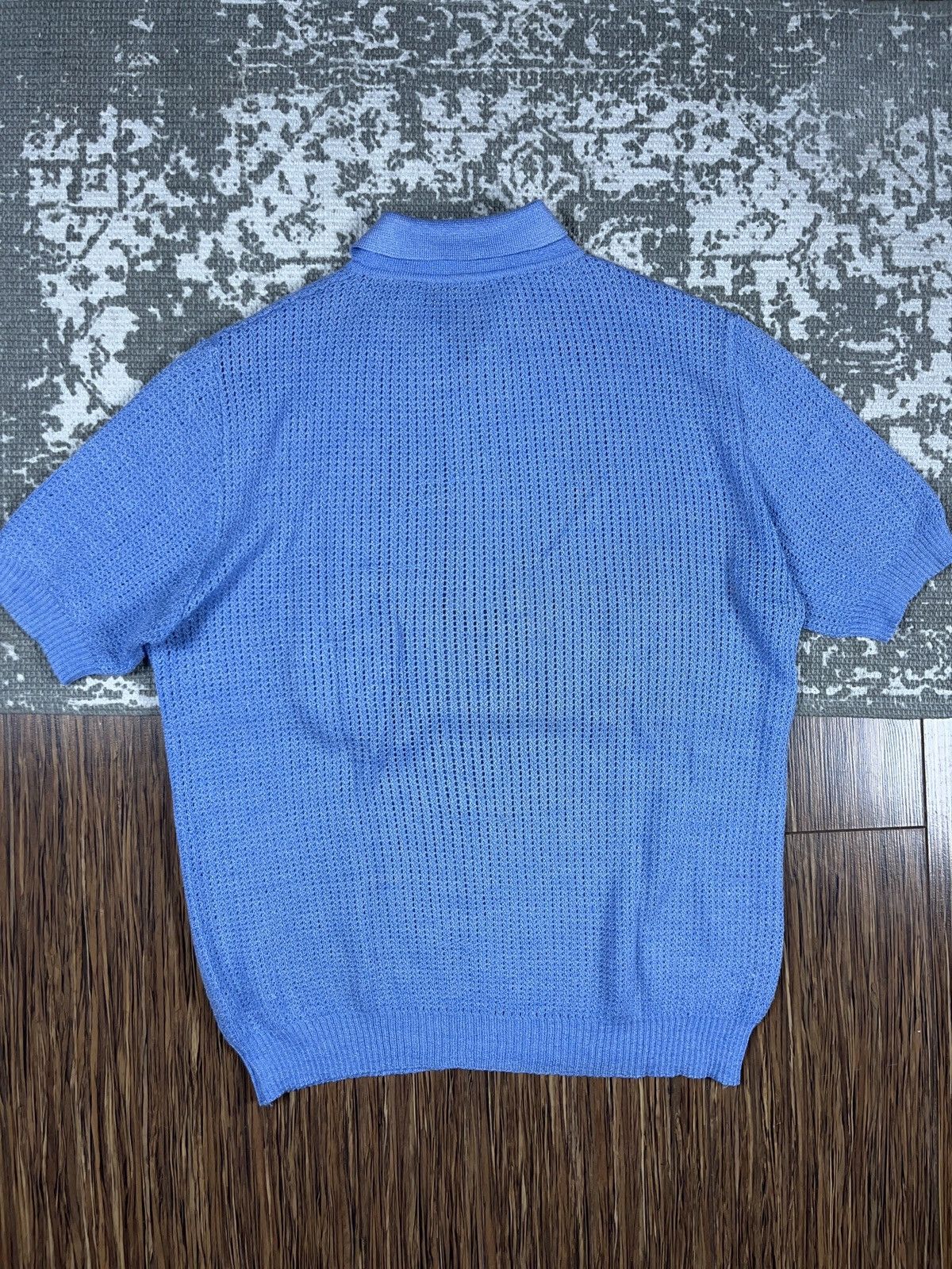 Designer ➕ vintage knit light blue mesh polo shirt old money style Size US M / EU 48-50 / 2 - 2 Thumbnail