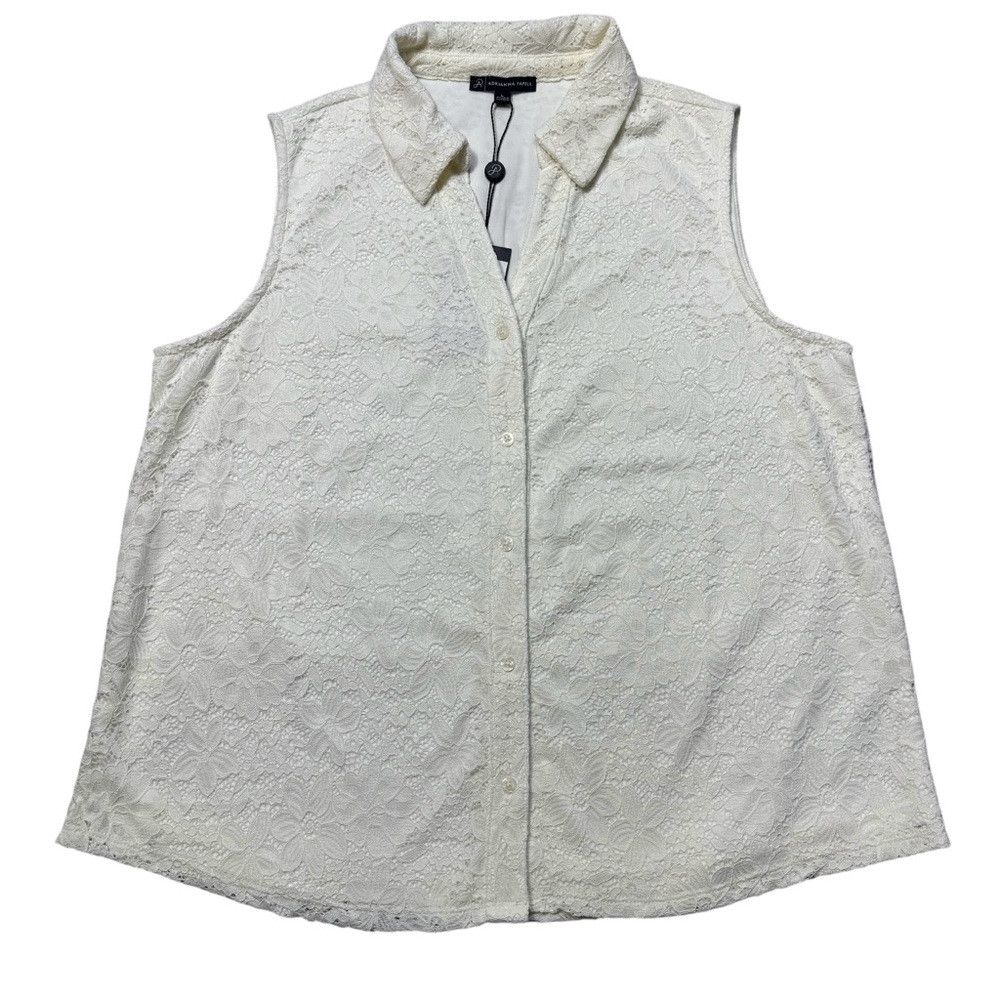 Adrianna Papell NWT New $79 Adrianna Papell Lace Sleeveless Collar Ivory Bl Size L / US 10 / IT 46 - 5 Thumbnail