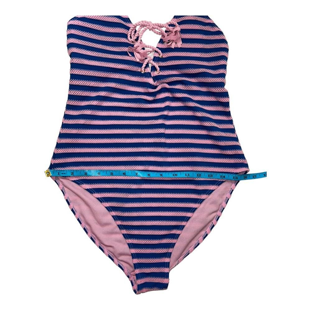 Designer Pink & Blue Striped Halter One Piece Swimsuit Large Size ONE SIZE - 6 Thumbnail