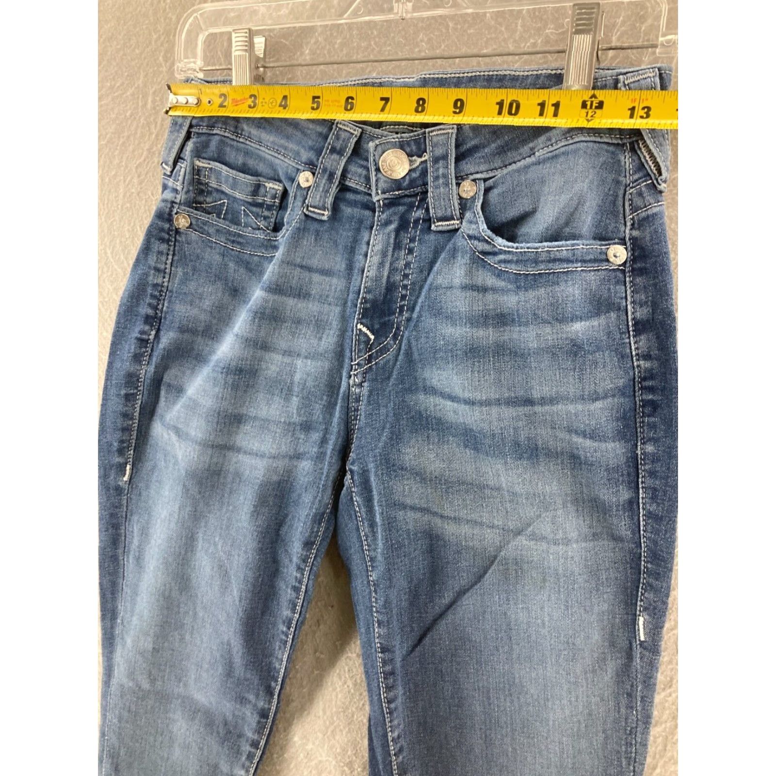 True Religion True Religion Jeans Womens 26 Mid Rise Super Skinny Jennie Raw Hem Blue Denim 5-Pocket Design Size 26" / US 2 / IT 38 - 2 Thumbnail
