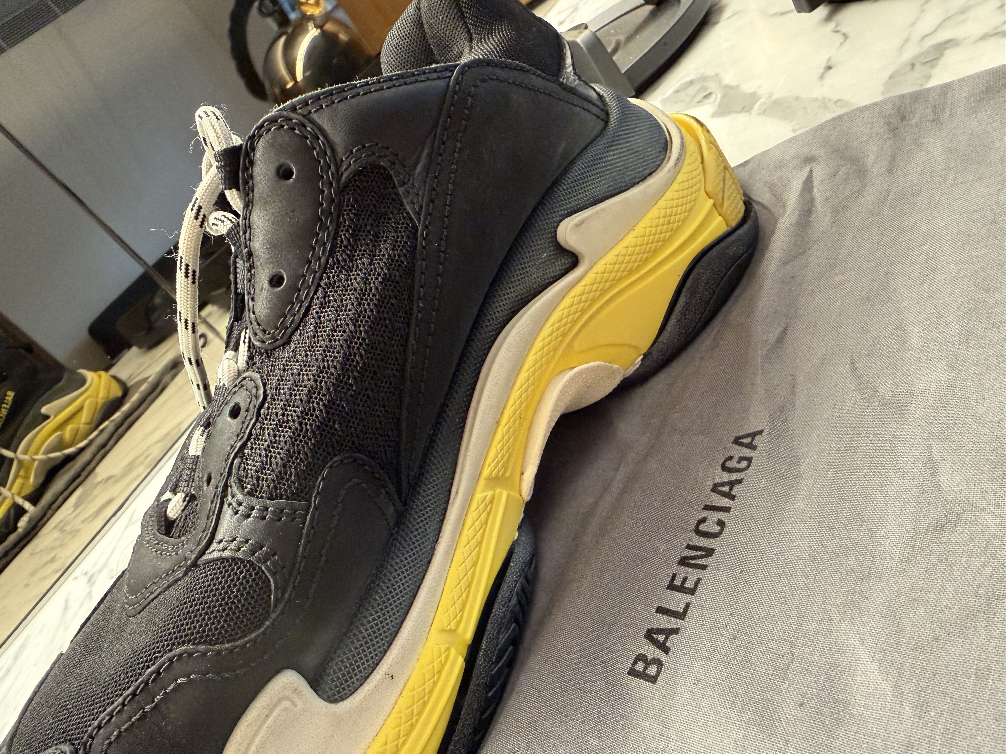 Balenciaga Balenciaga Black /Yellow Leather/Mesh Triple S Sneakers S43 Size US 10 / EU 43 - 10 Thumbnail