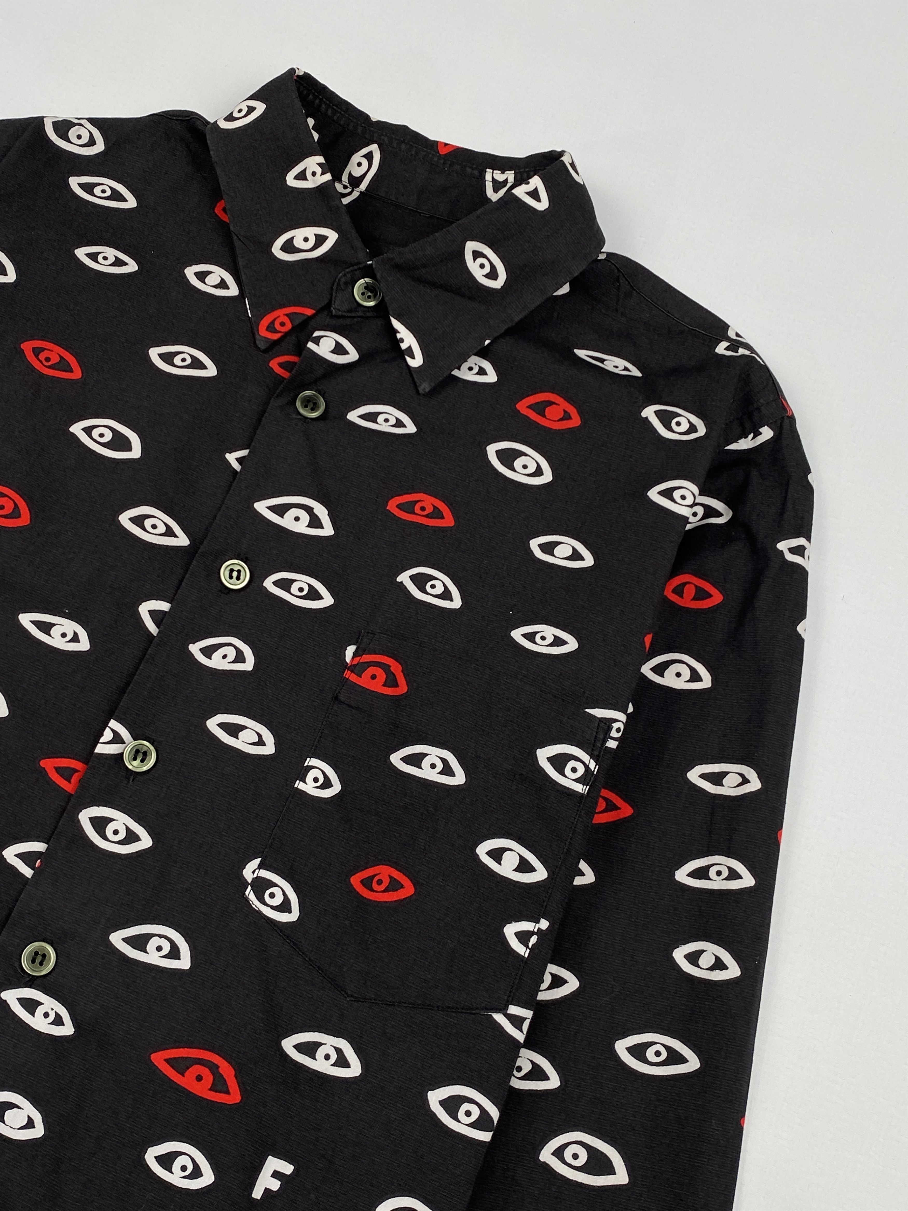 Comme des Garcons Black AD2015 Eyes All-Over Print Flannel Long Sleeves Shirt Size US XS / EU 42 / 0 - 5 Thumbnail