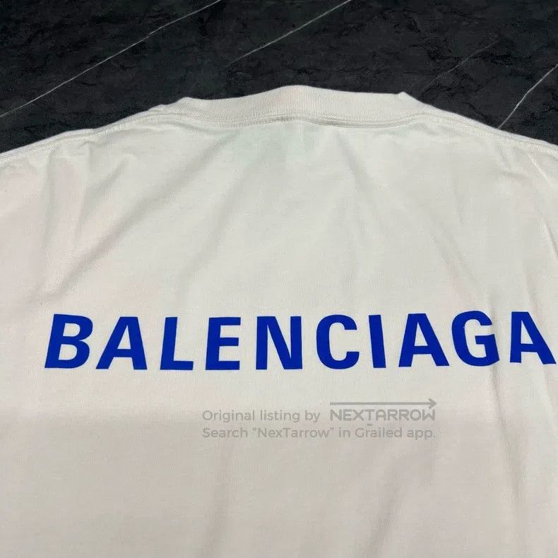Balenciaga Balenciaga Front and Back Embroidered Logo Beige Short Sle Size US M / EU 48-50 / 2 - 6 Thumbnail
