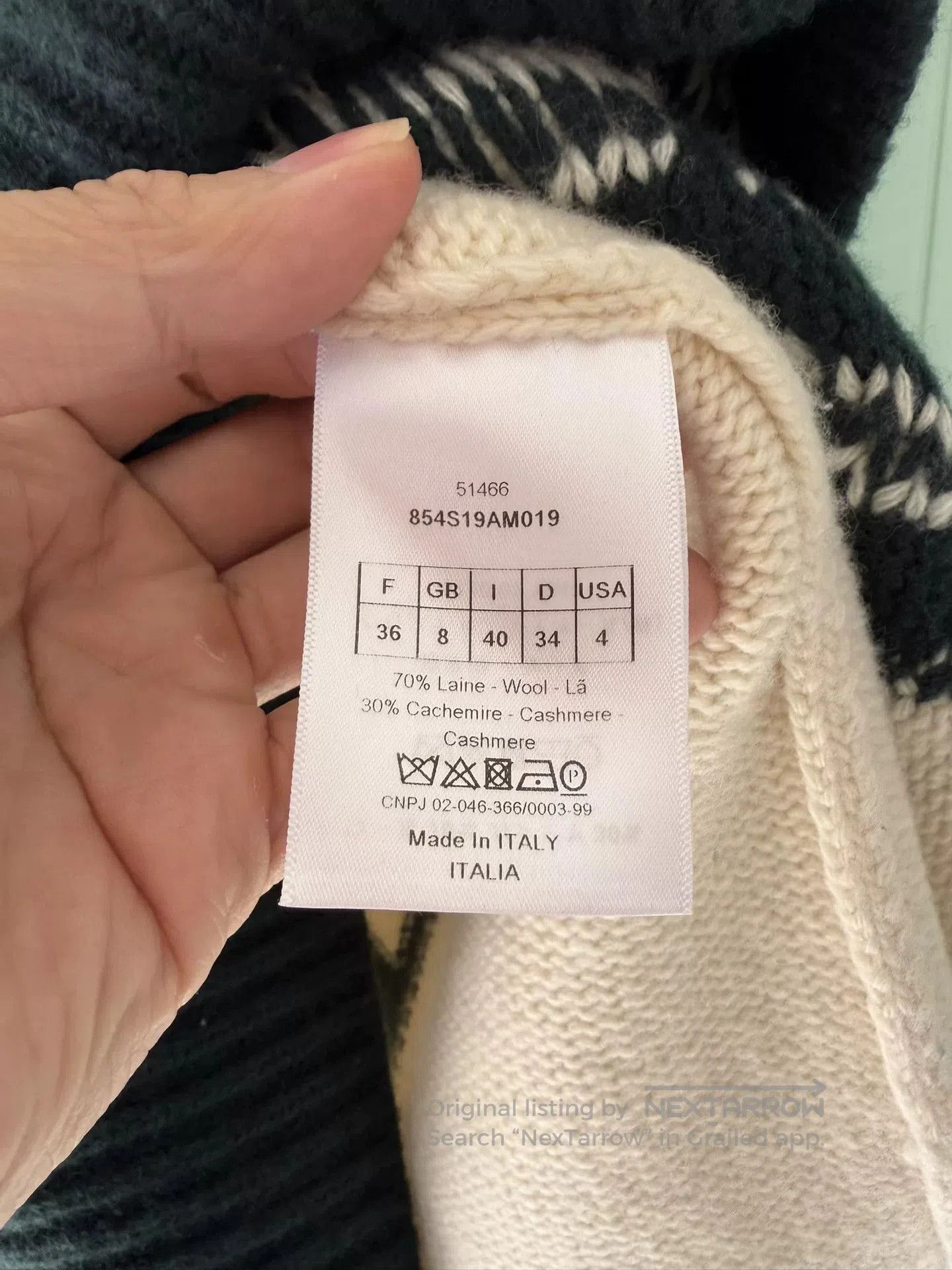 Dior Colorblock Logo Wool Cashmere Sweater.