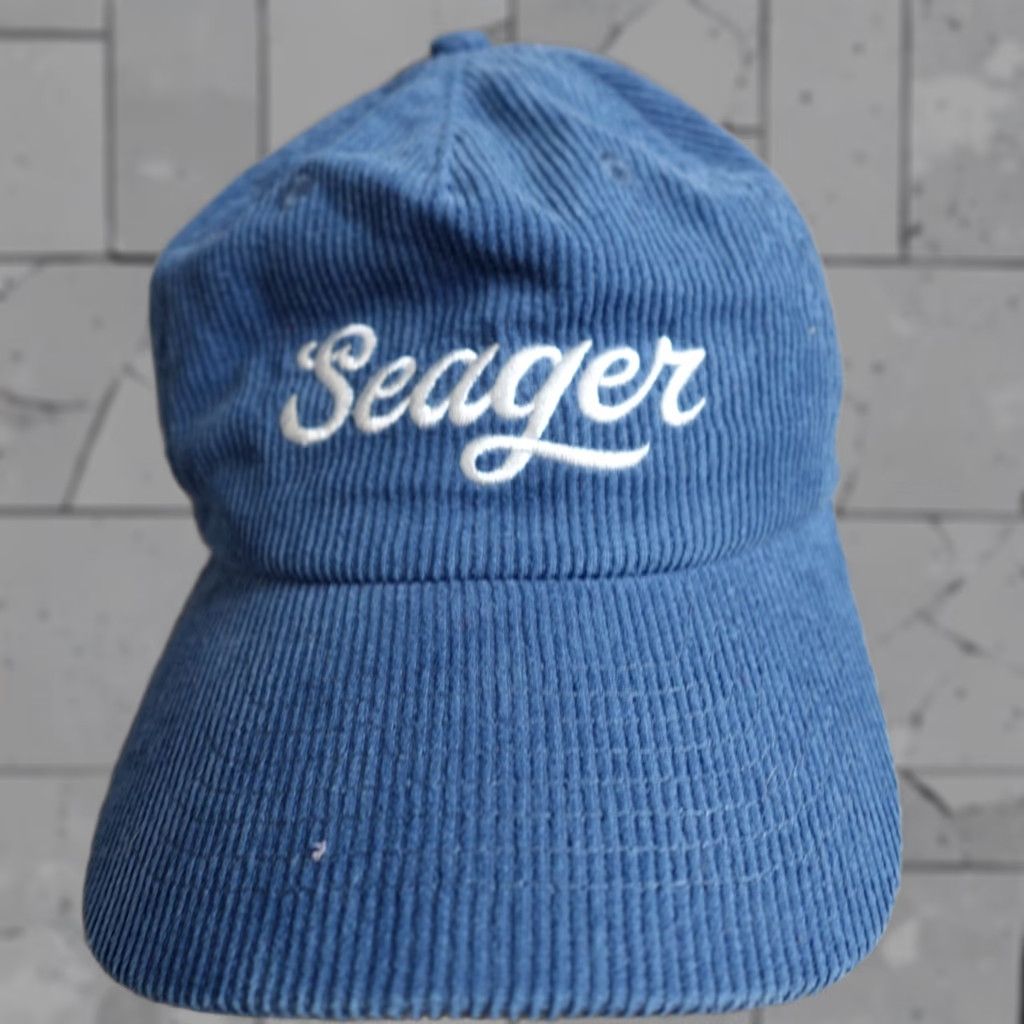 Vintage Seager Mens Hat Blue Embroidered Dadhat Snapback Corduroy Hat Size ONE SIZE - 1 Thumbnail