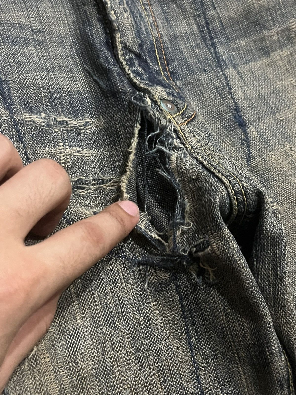 MasterPiece ⚡️Destroy⚡️Masterpiece Tactical Cargo Trashed Double Knee Jean Size US 33 - 6 Thumbnail