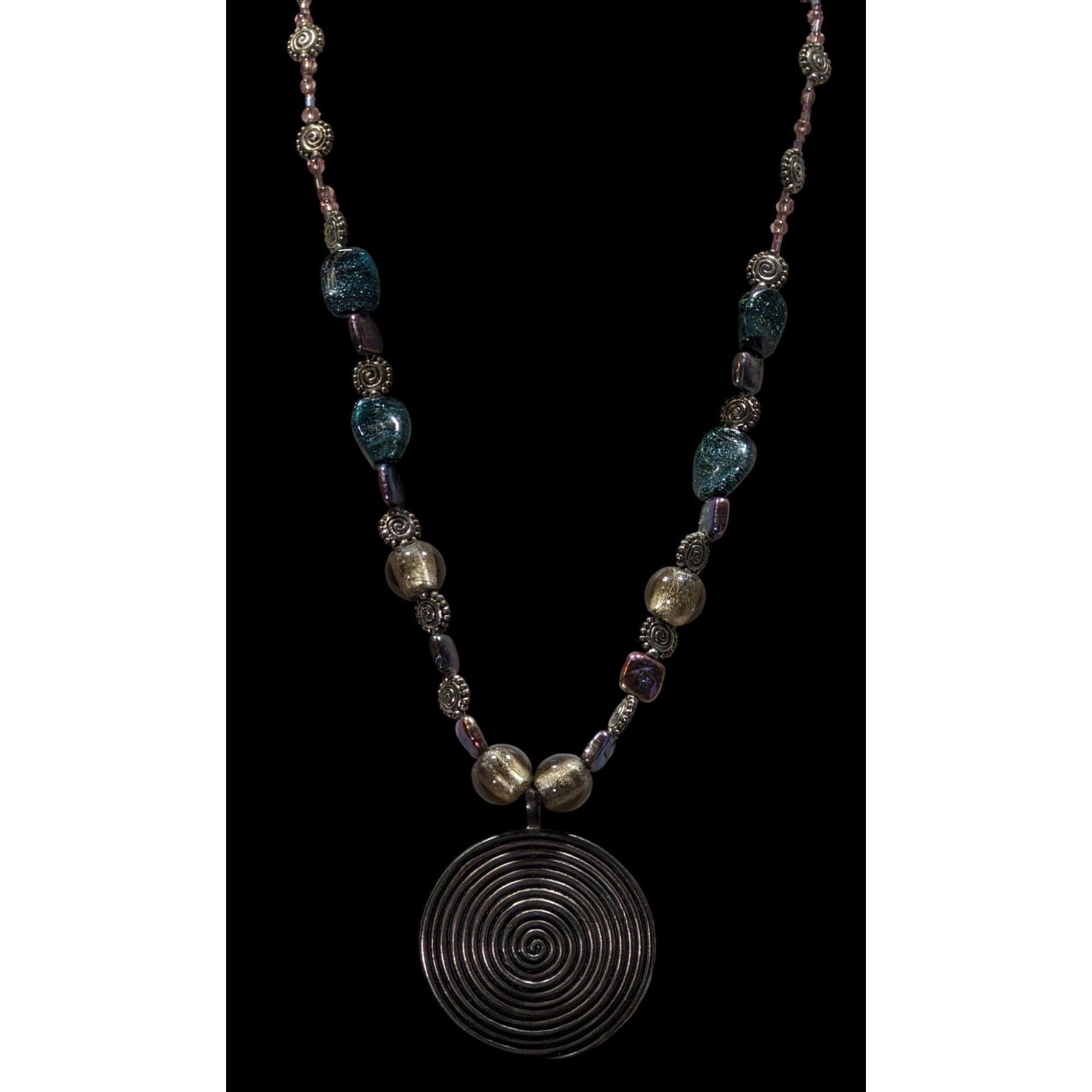 Other Vintage Brutalist Pendant Necklace With Metal Glass And Pear Size ONE SIZE - 3 Thumbnail