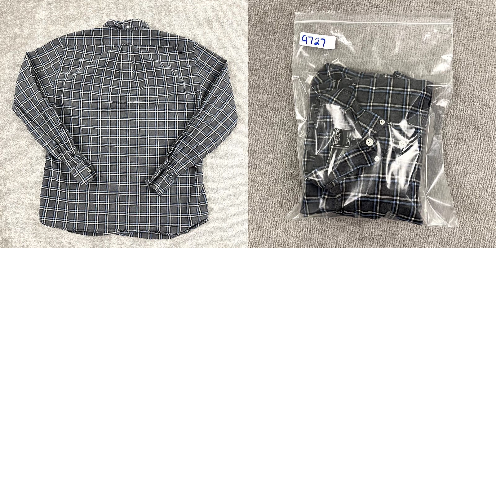Todd Snyder TODD SNYDER Shirt Men L Gray Blue Plaid Button-Down Long Sleeve Preppy Dress Size 42R - 8 Thumbnail