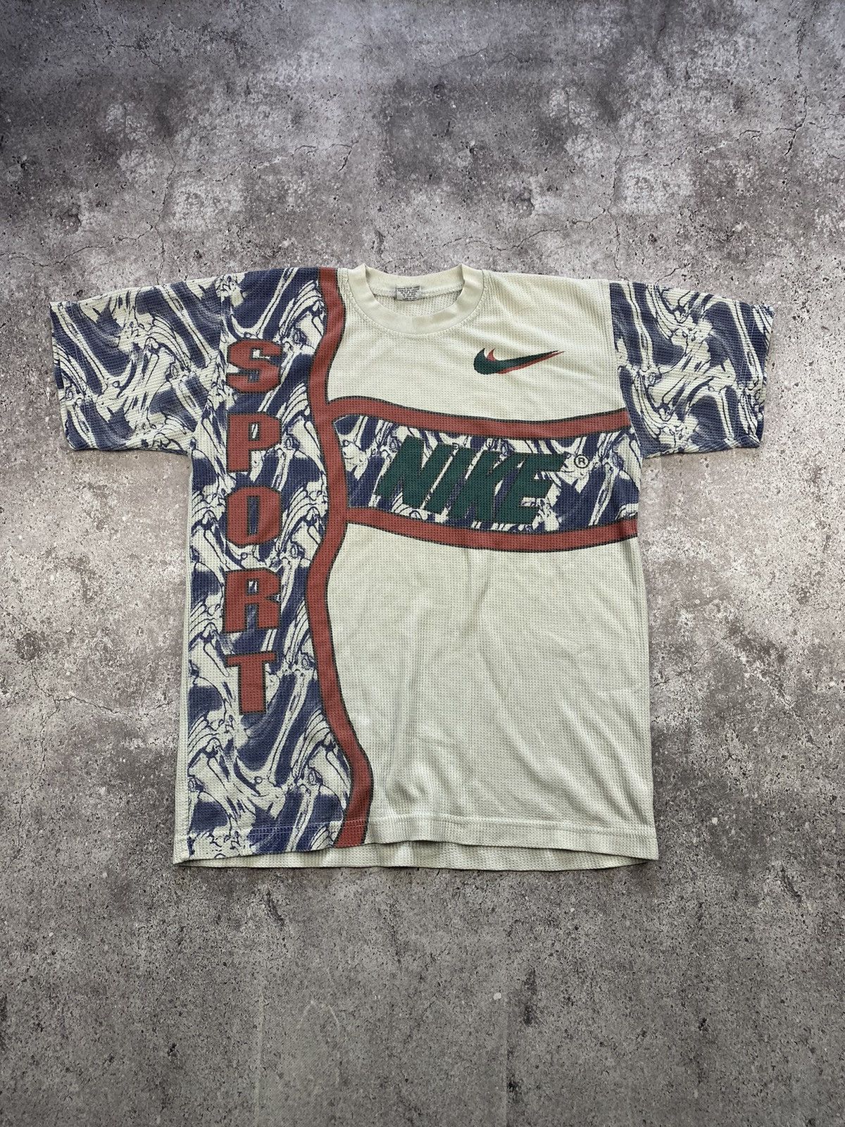 Nike × Vintage Vintage 90’s Nike Multi Logo Over Print T-Shirt Size US L / EU 52-54 / 3 - 1 Thumbnail