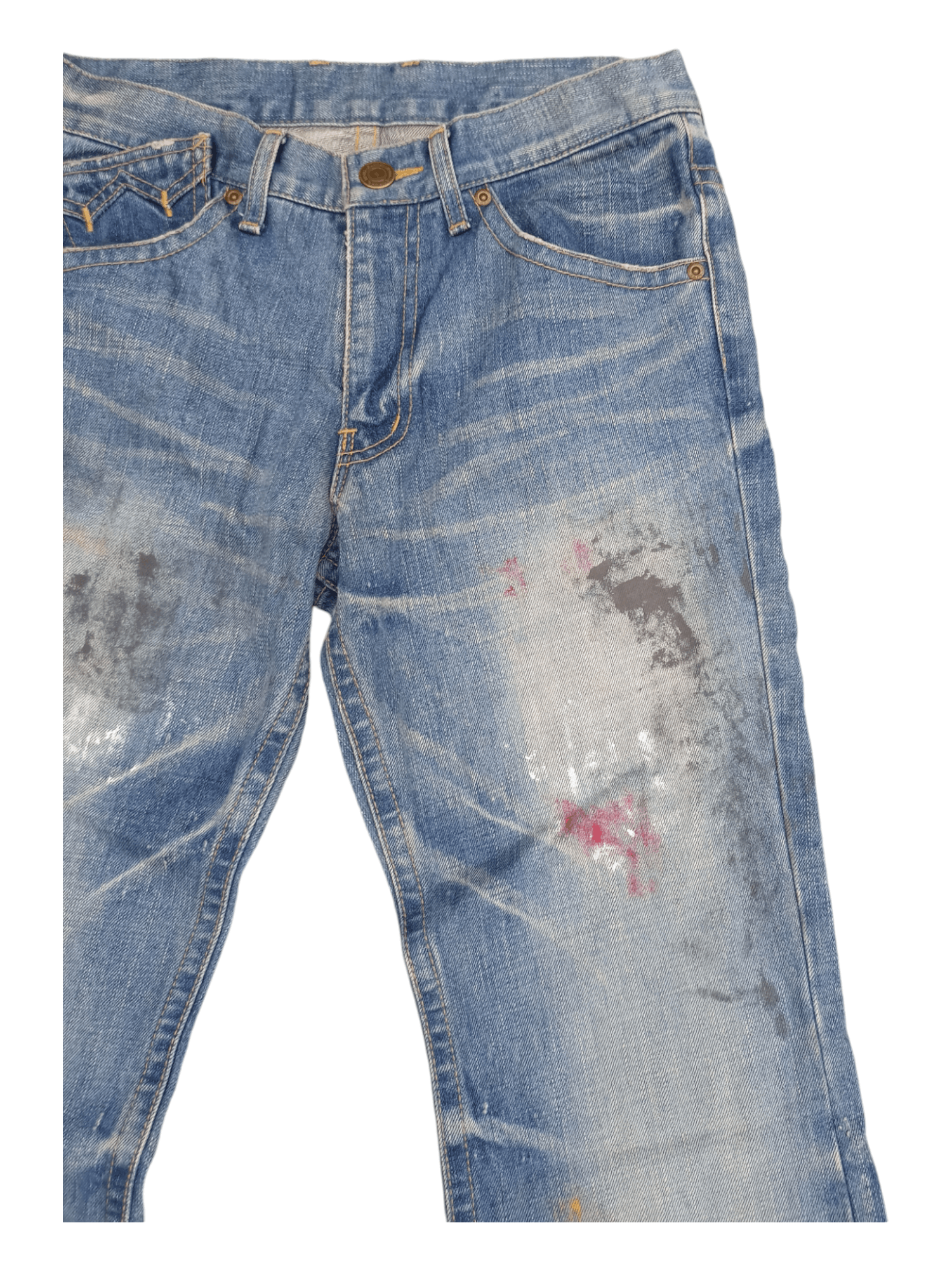 Japanese Brand Rattle Trap Paint Skin Mud Max Minimalist Flare Denim Size US 28 / EU 44 - 4 Thumbnail