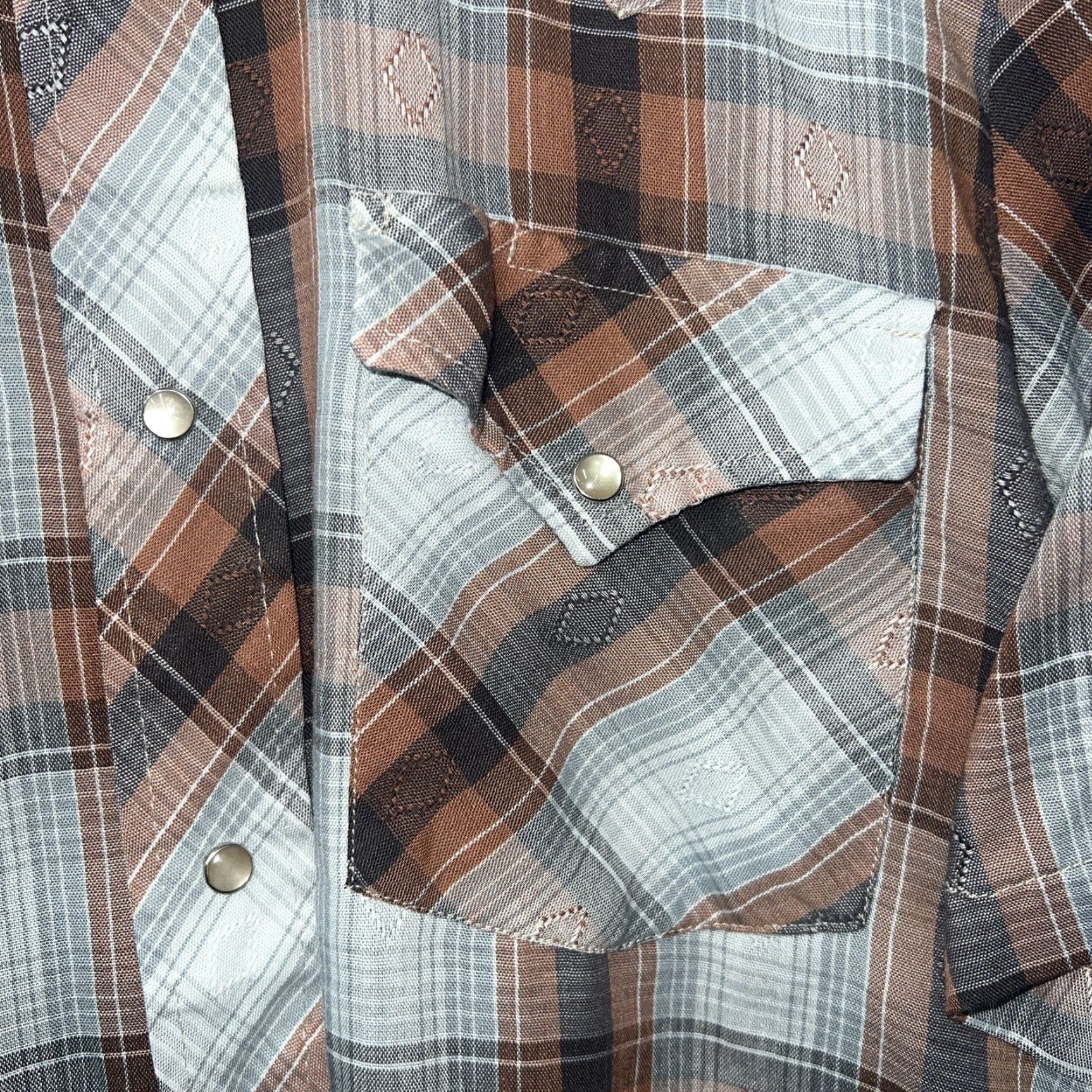Ariat VINTAGE Dan River Lariat Fabrics Plaid Shirt Mens Size S Brown Snap Button Short Sleeve Size US S / EU 44-46 / 1 - 3 Thumbnail