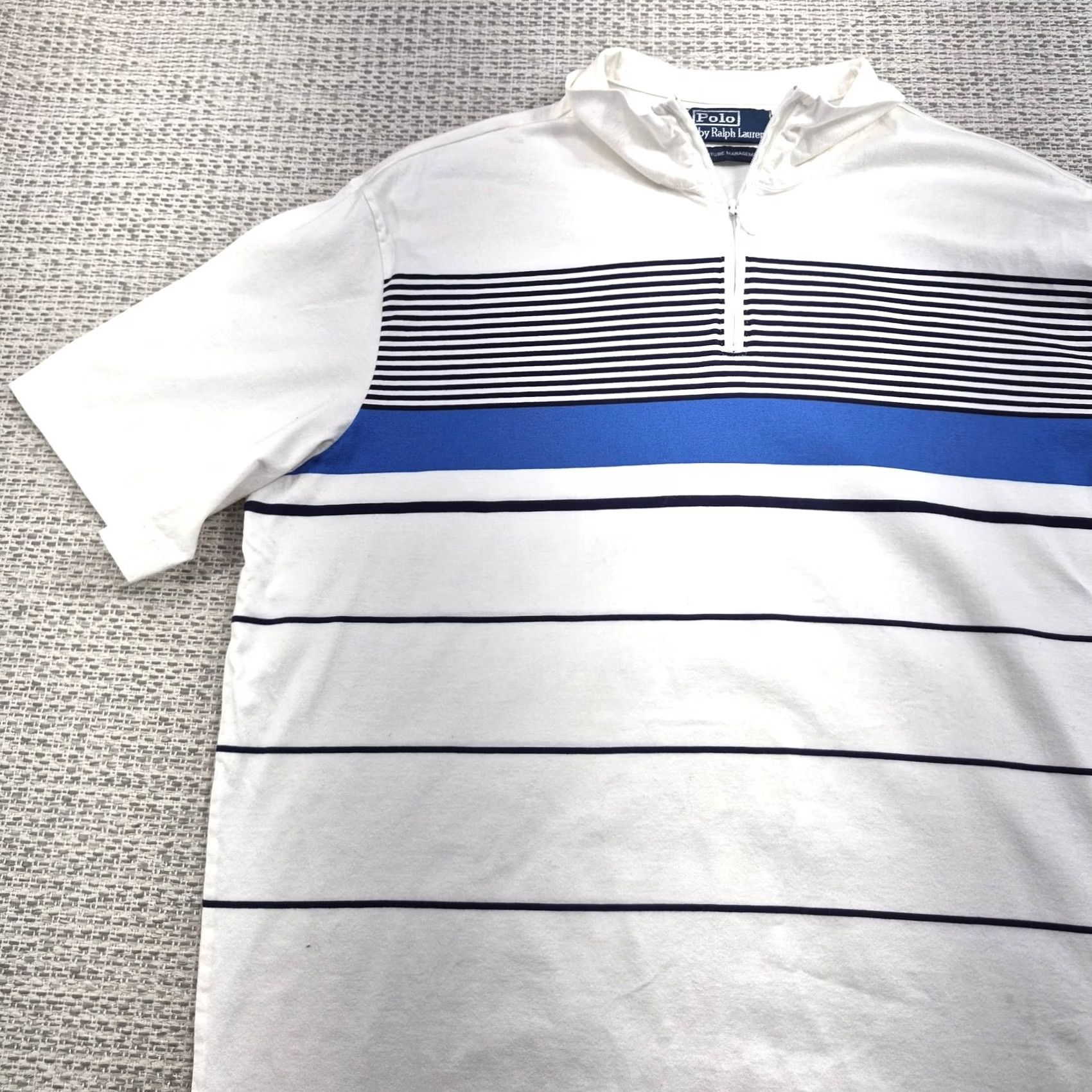 Polo Ralph Lauren Polo By Ralph Lauren Polo Shirt Mens Large White Stripe 1/4 Zip Golf Performance Size US L / EU 52-54 / 3 - 3 Thumbnail