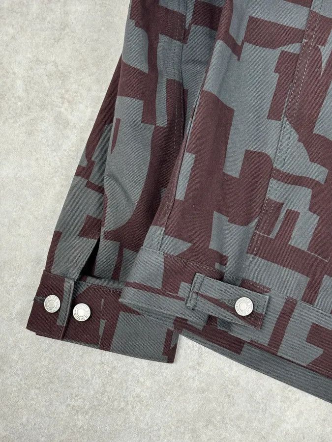 Dries Van Noten Dries Van Noten Burgundy & Grey Digital Print Denim Jacket Size US M / EU 48-50 / 2 - 10 Thumbnail