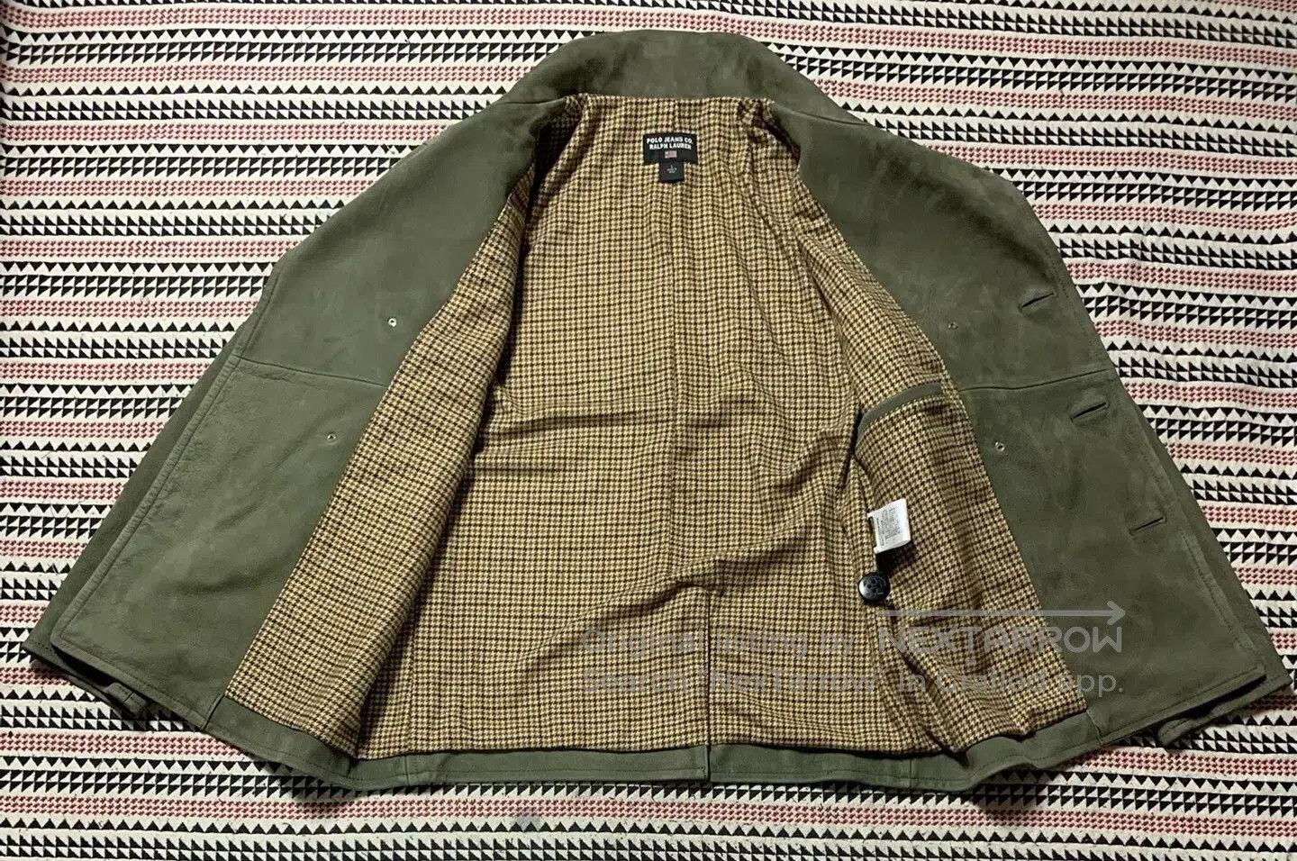 Vintage green peacoat jacket with wool lining. Size US XL / EU 56 / 4 - 3 Thumbnail