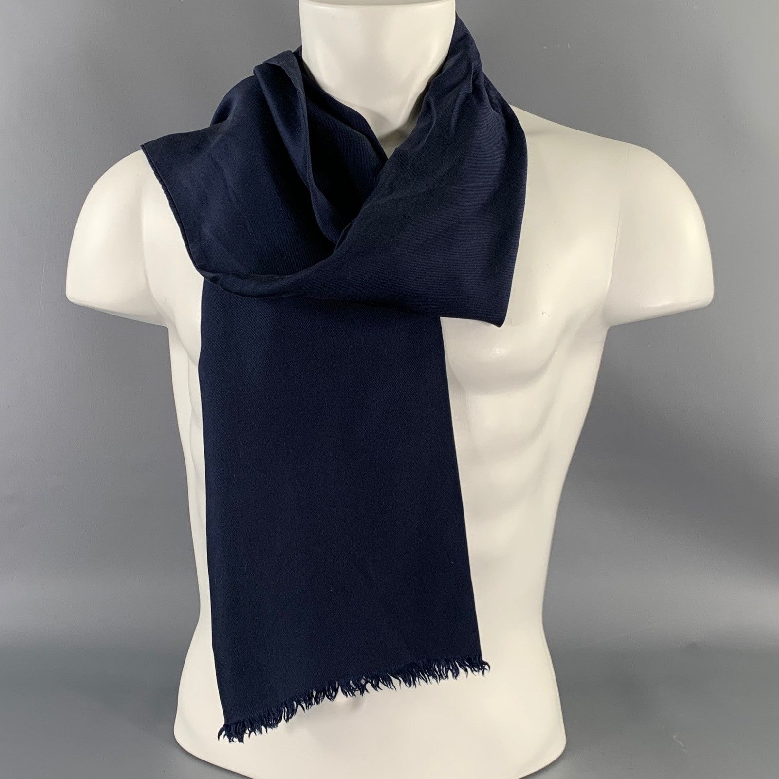 Other NO BRAND Navy Silk Blend Scarves Size ONE SIZE - 1 Thumbnail
