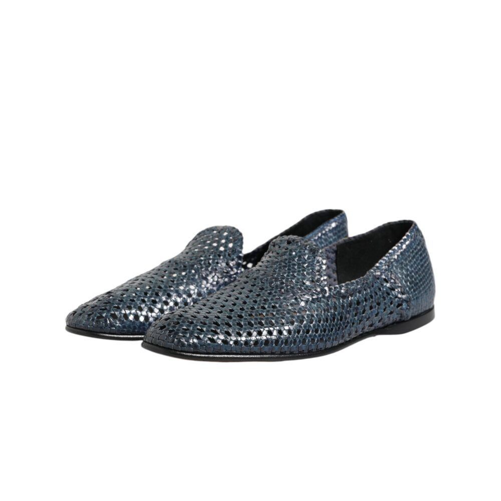 Dolce & Gabbana Dolce & Gabbana Blue Woven Leather Slip On Loafers Shoes Size US 8 / EU 41 - 4 Thumbnail