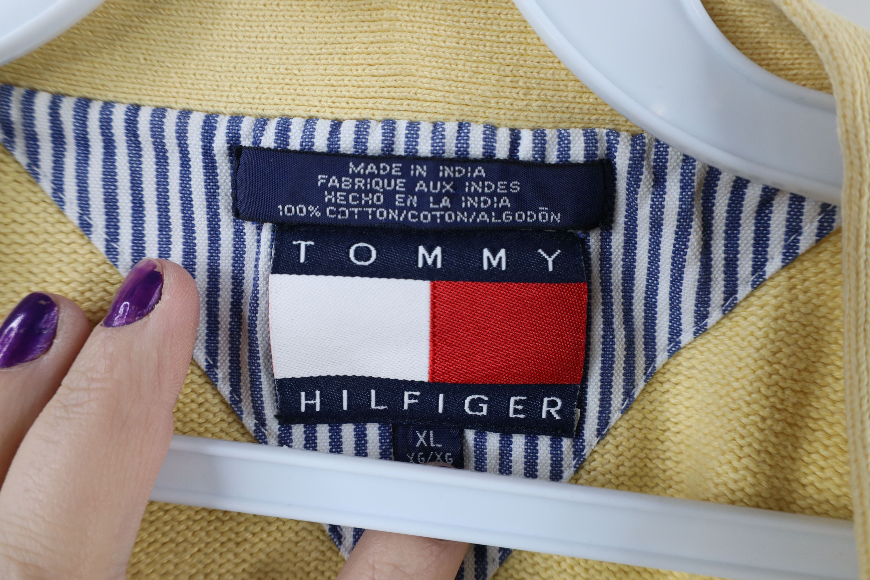 Tommy Hilfiger × Vintage Vintage 90s Tommy Hilfiger Knit Cardigan Sweater Vest Yellow Size US XL / EU 56 / 4 - 5 Thumbnail