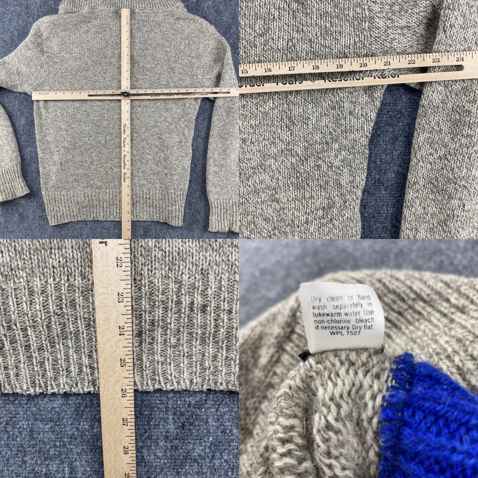 Eddie Bauer VINTAGE Eddie Bauer Sweater Mens LT Gray Shawl Collar Ragg Wool Blue USA Size US L / EU 52-54 / 3 - 8 Thumbnail