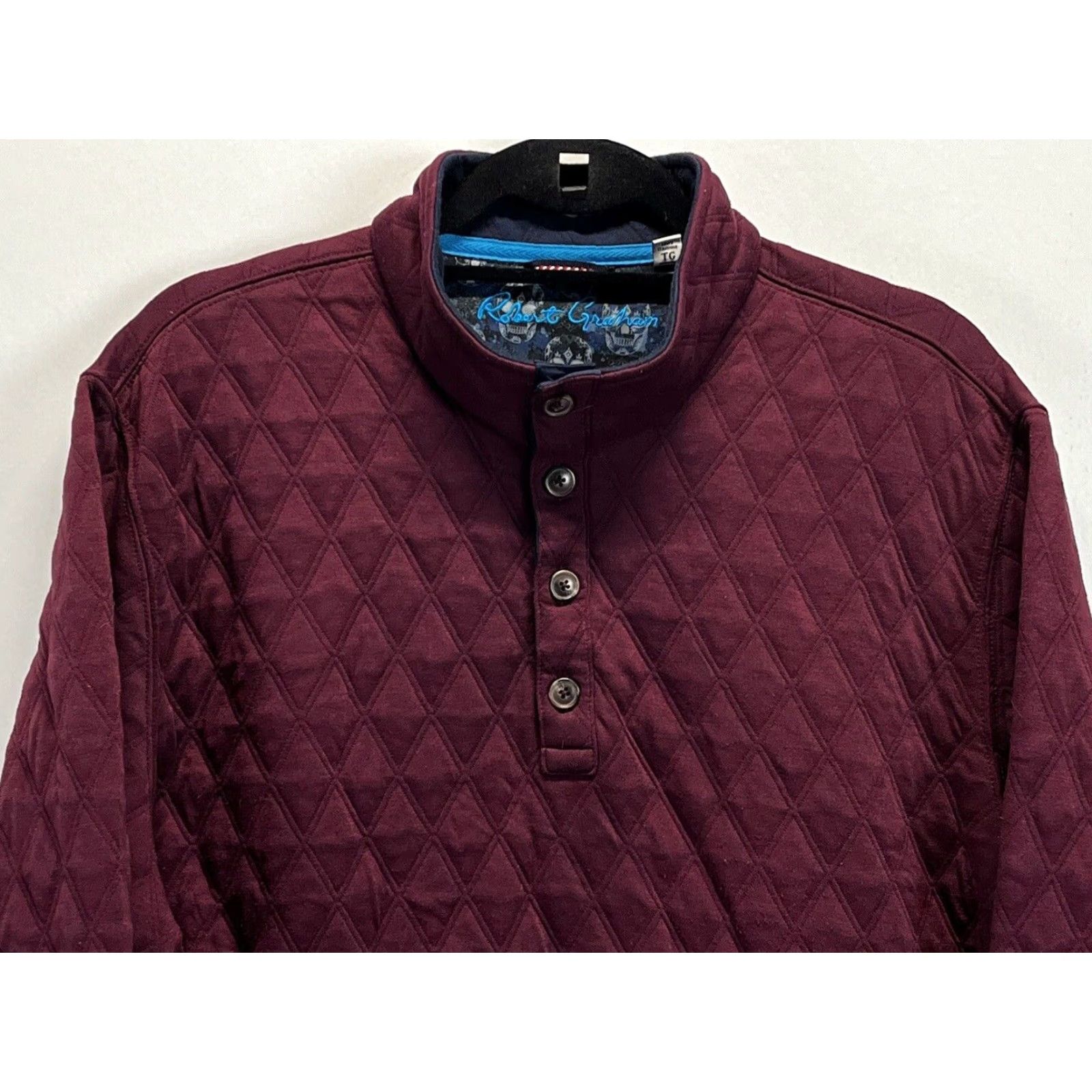 Robert Graham Robert Graham Caro Quilted Pullover Henley Shirt X-Large Burgundy 1/4 Snap Size US XL / EU 56 / 4 - 3 Thumbnail