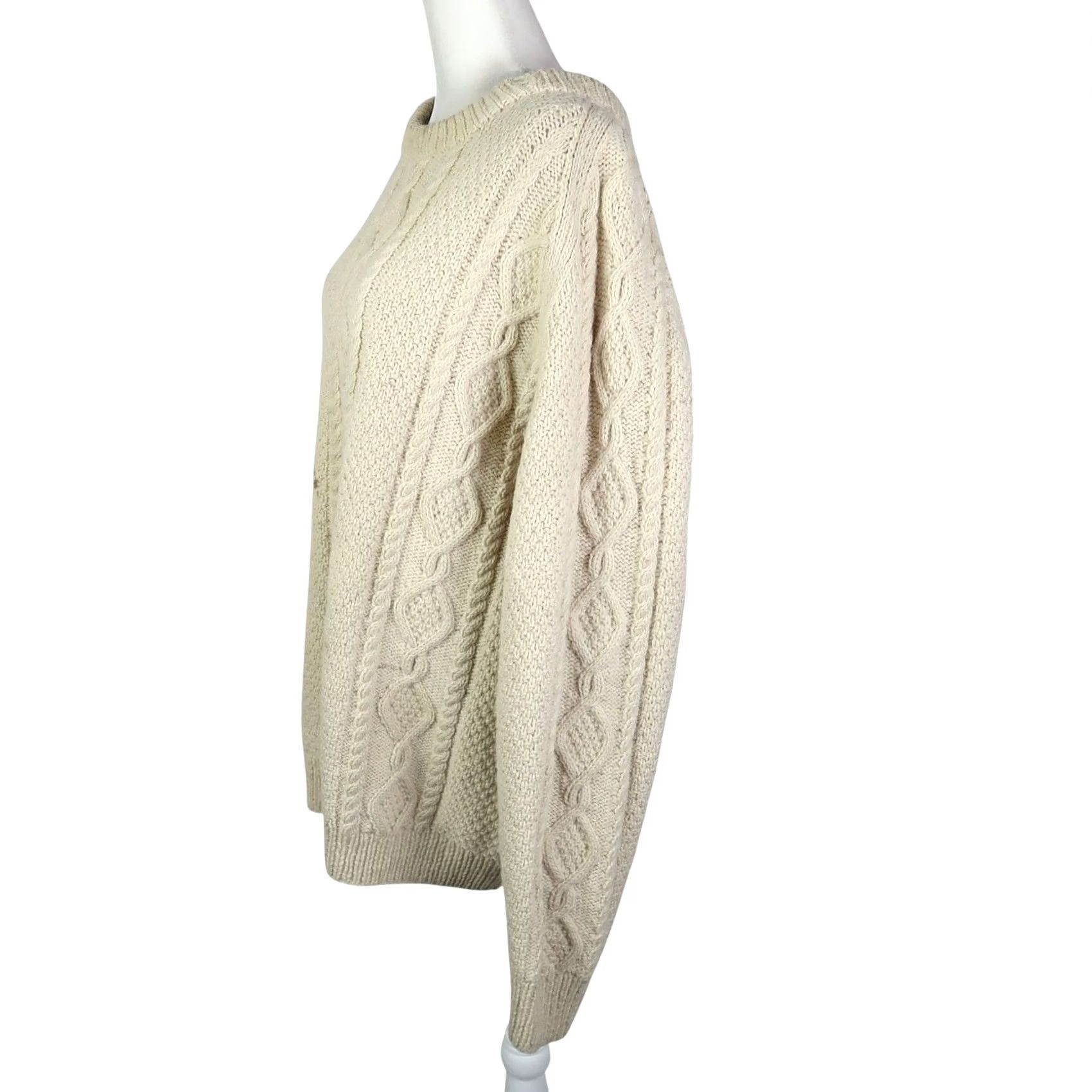 Vintage VINTAGE New Zealand Handknits Fisherman Sweater L Cream Wool Cable Knit Women Size L / US 10 / IT 46 - 3 Thumbnail