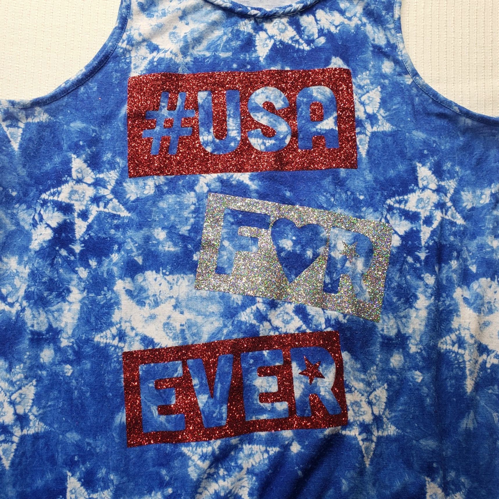 Vintage USA United States of America Flag Patriotic Shirt Sleeveless Tank Top S Blue Unbranded Unisex Adult Graphic Tee Mens Women Size US S / EU 44-46 / 1 - 2 Thumbnail