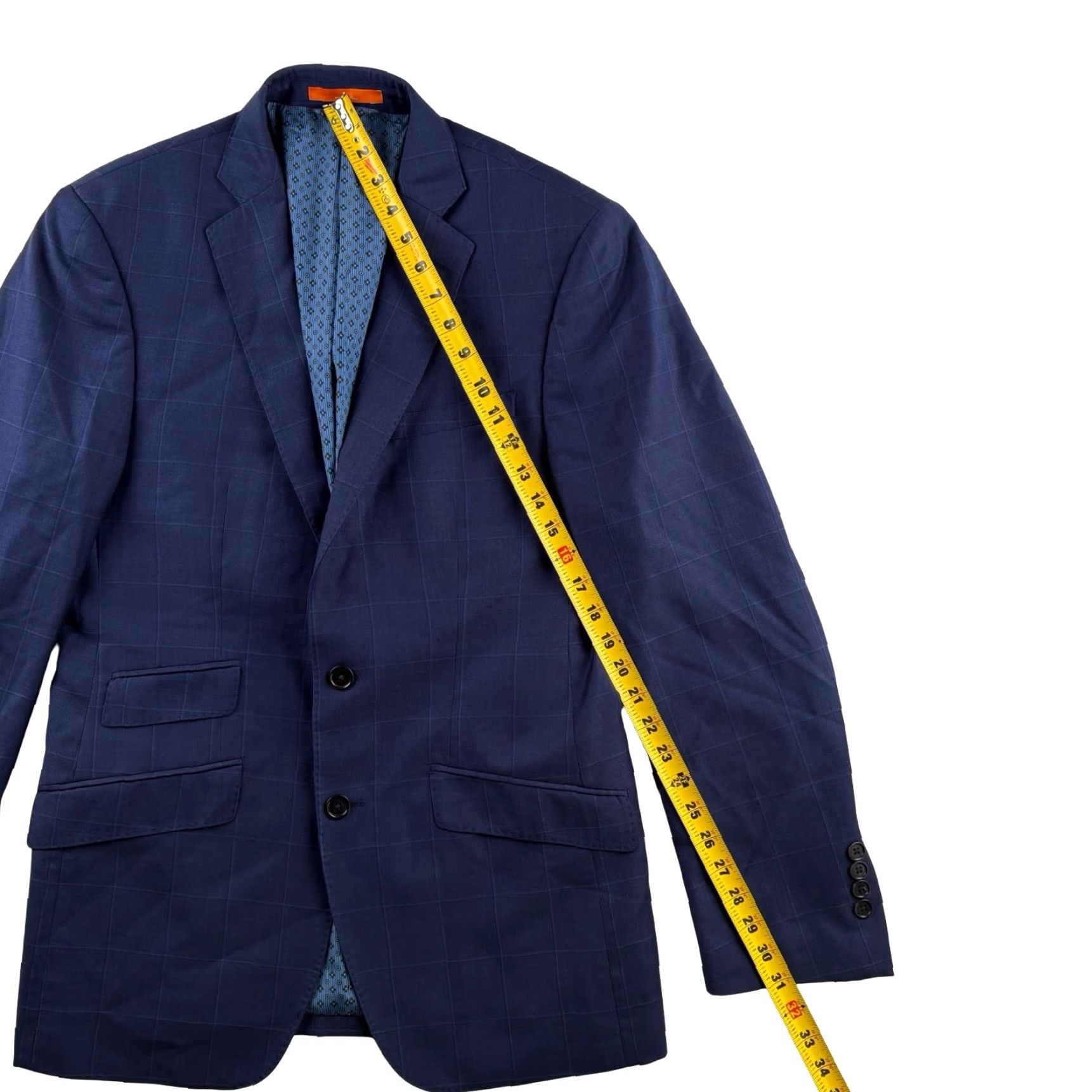 VINTAGE? (No) Tallia Blazer Jacket Blue Plaid Wool 38R Men’s Two-Button Double-Vented Notch Lapel Regular Fit