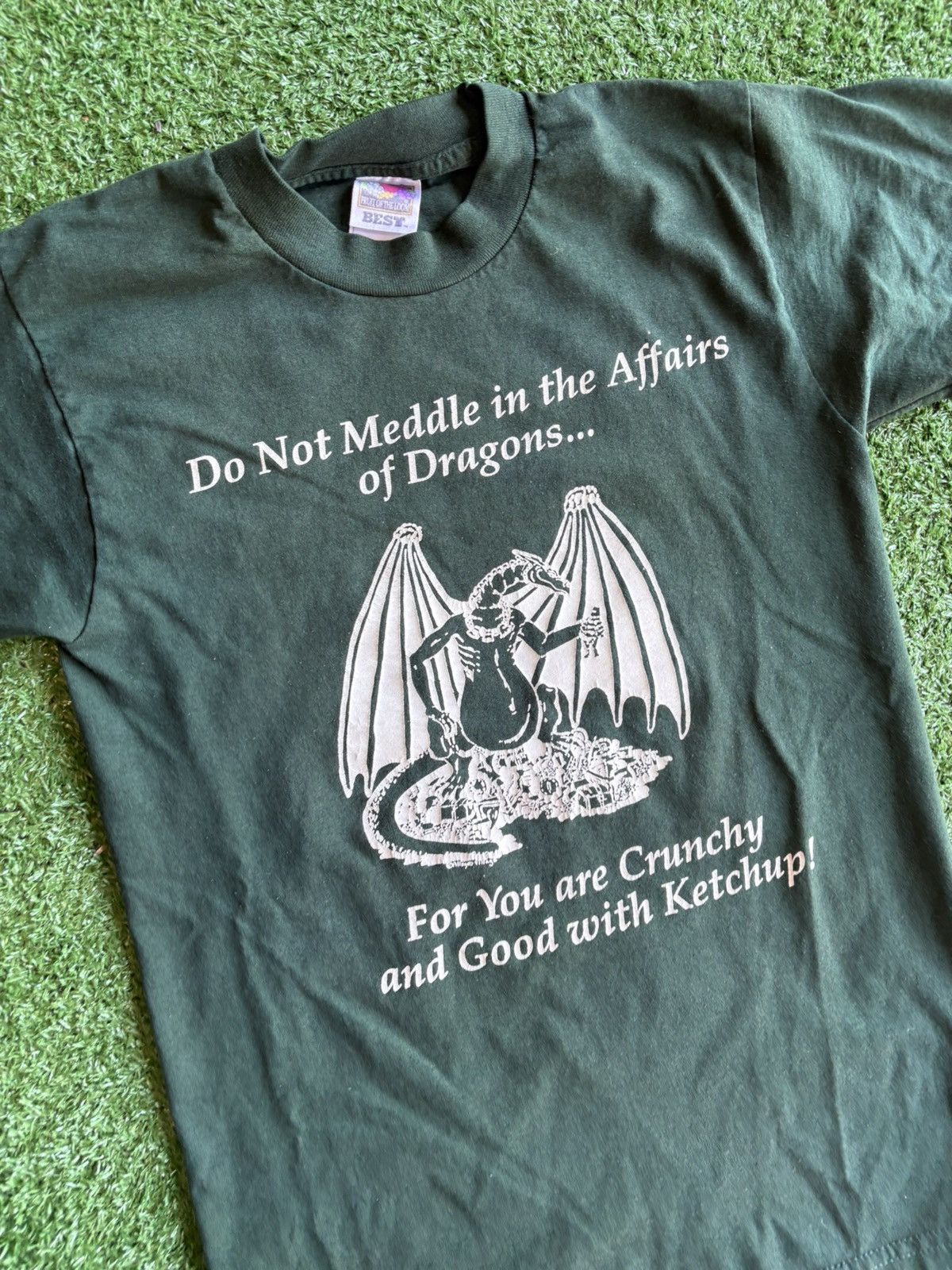 Fruit Of The Loom × Vintage Vintage 1990s Dragon graphic T-Shirt Size US S / EU 44-46 / 1 - 2 Thumbnail