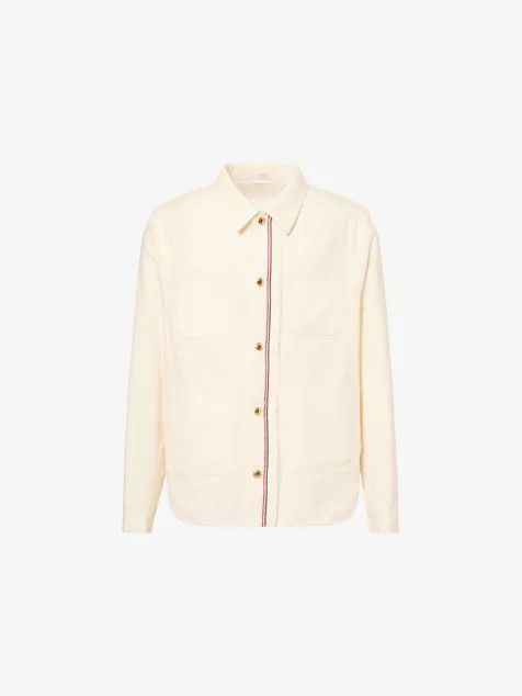 Thom Browne o1h1sh10525 Utility Patch Pocket Shirt in White Size US XL / EU 56 / 4 - 1 Thumbnail