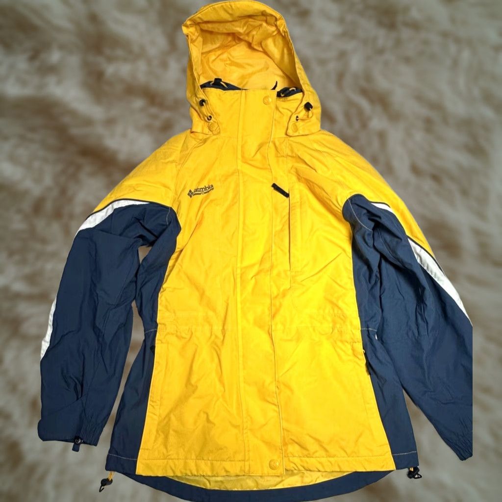 Rains Columbia Womens Nylon Hooded Zip Front Rain Jacket Yellow XS S Small Pockets No Liner Size S / US 4 / IT 40 - 1 Thumbnail