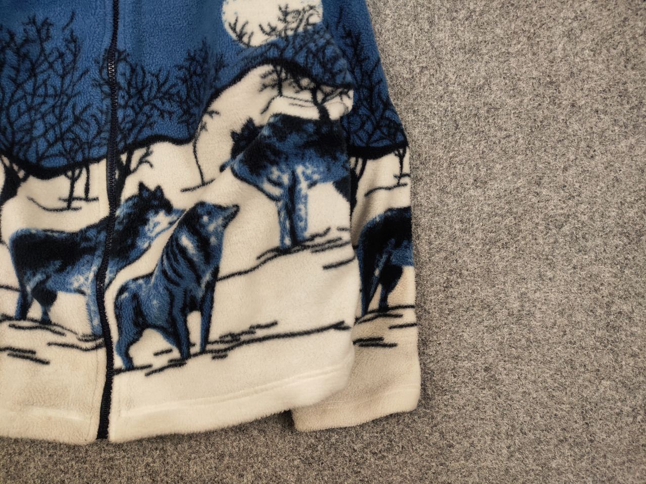 Japanese Brand 💙 Vintage 90's Fleece Zip Jacket Over Art Winter Wolf Hype Size US S / EU 44-46 / 1 - 10 Thumbnail