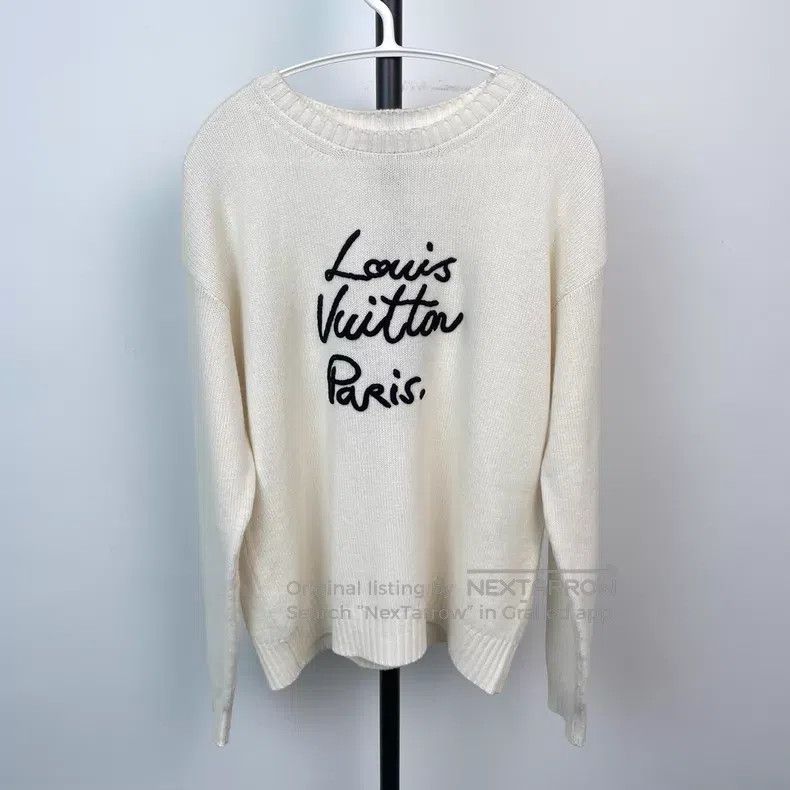 Louis Vuitton Louis Vuitton SS26 White Letter Pullover Long Sleeve Cashm Size US L / EU 52-54 / 3 - 2 Thumbnail
