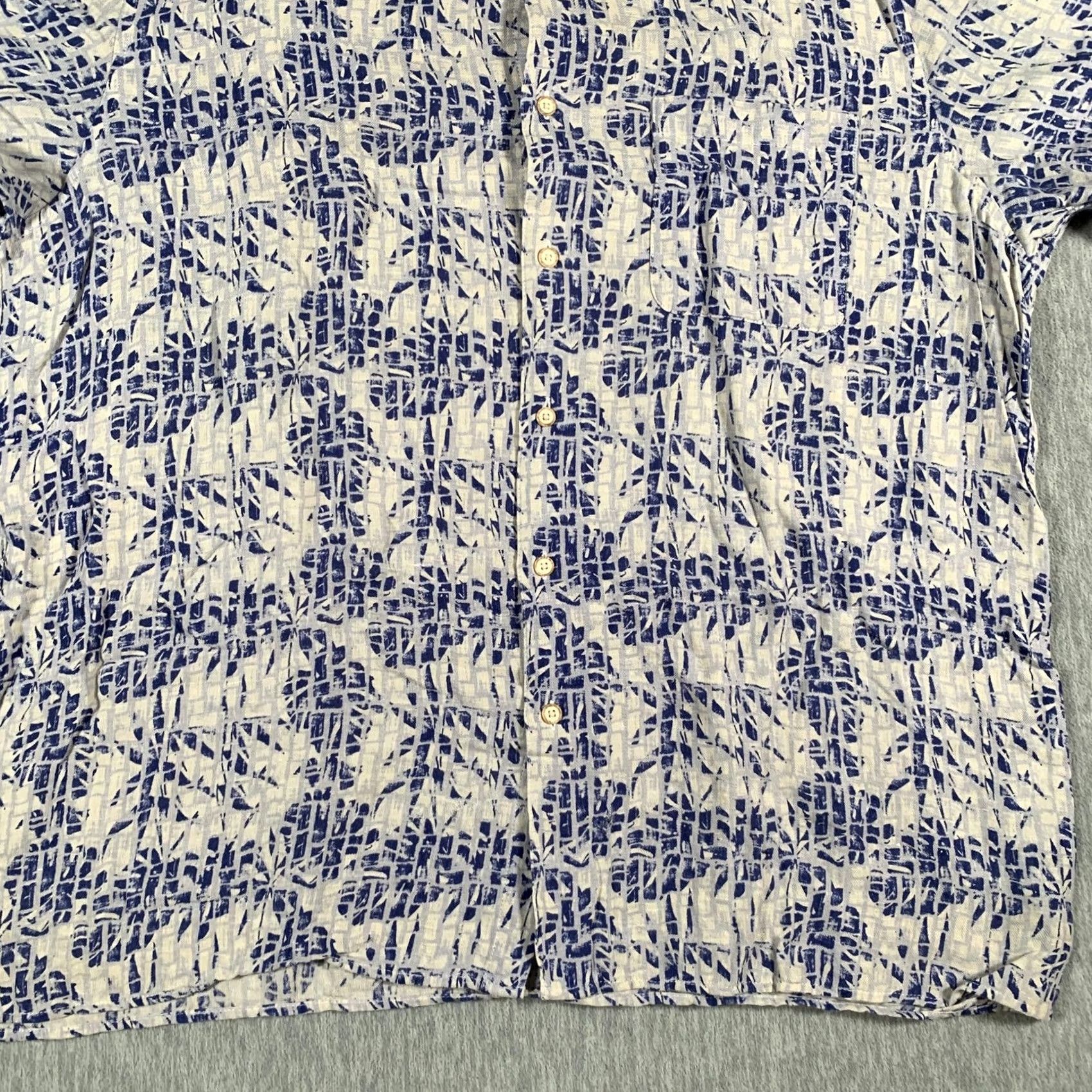 Tasso Elba Tasso Elba Island Shirt Mens XL Blue White Silk Linen Hawaiian Camp Button Front Size US XL / EU 56 / 4 - 3 Thumbnail
