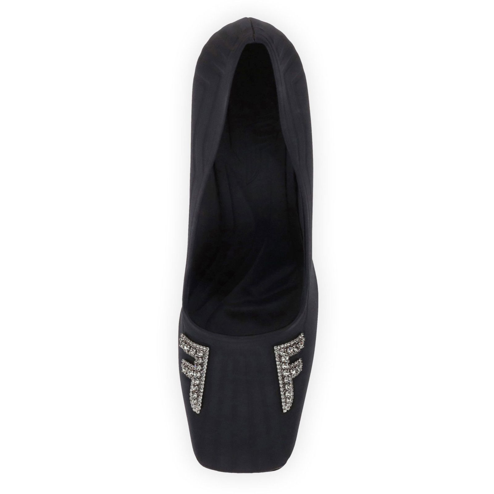 Fendi Fendi Freedom Black Embellished Crystal FF Logo Satin Square Size US 9.5 / IT 39.5 - 6 Thumbnail