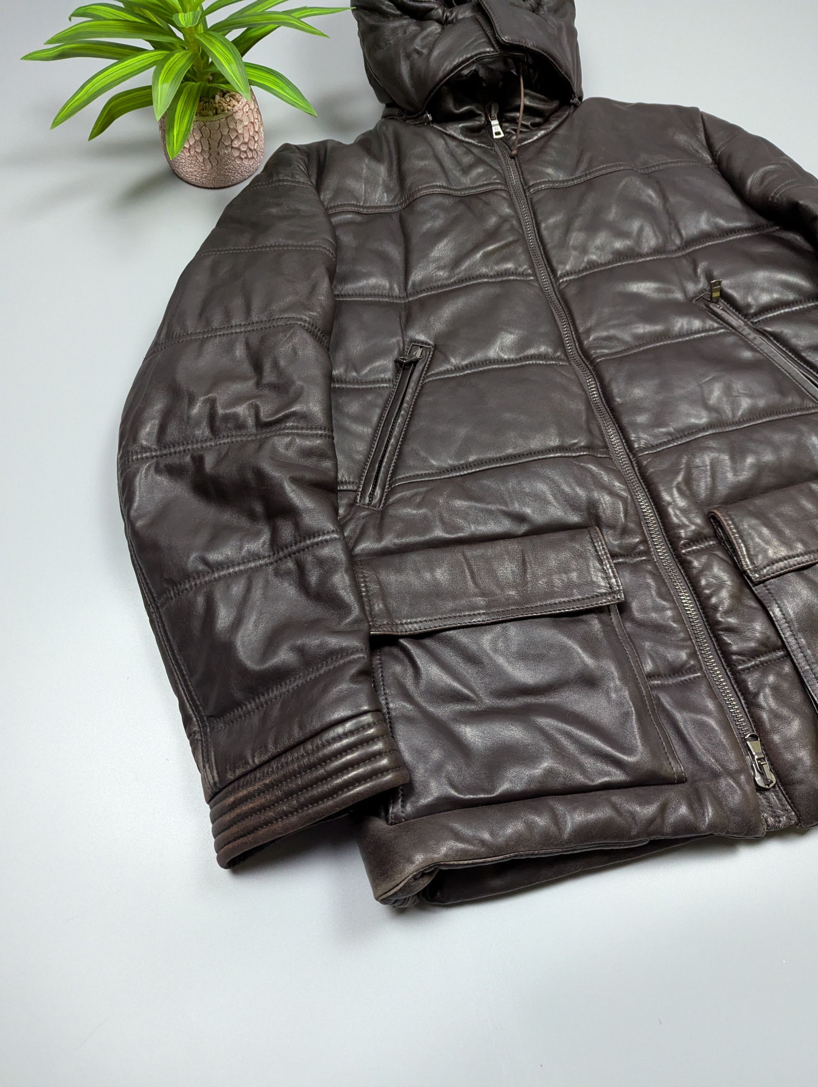 Hackett Hackett London Vintage Lambskin Leather Puffer Jacket Size M Size US M / EU 48-50 / 2 - 3 Thumbnail
