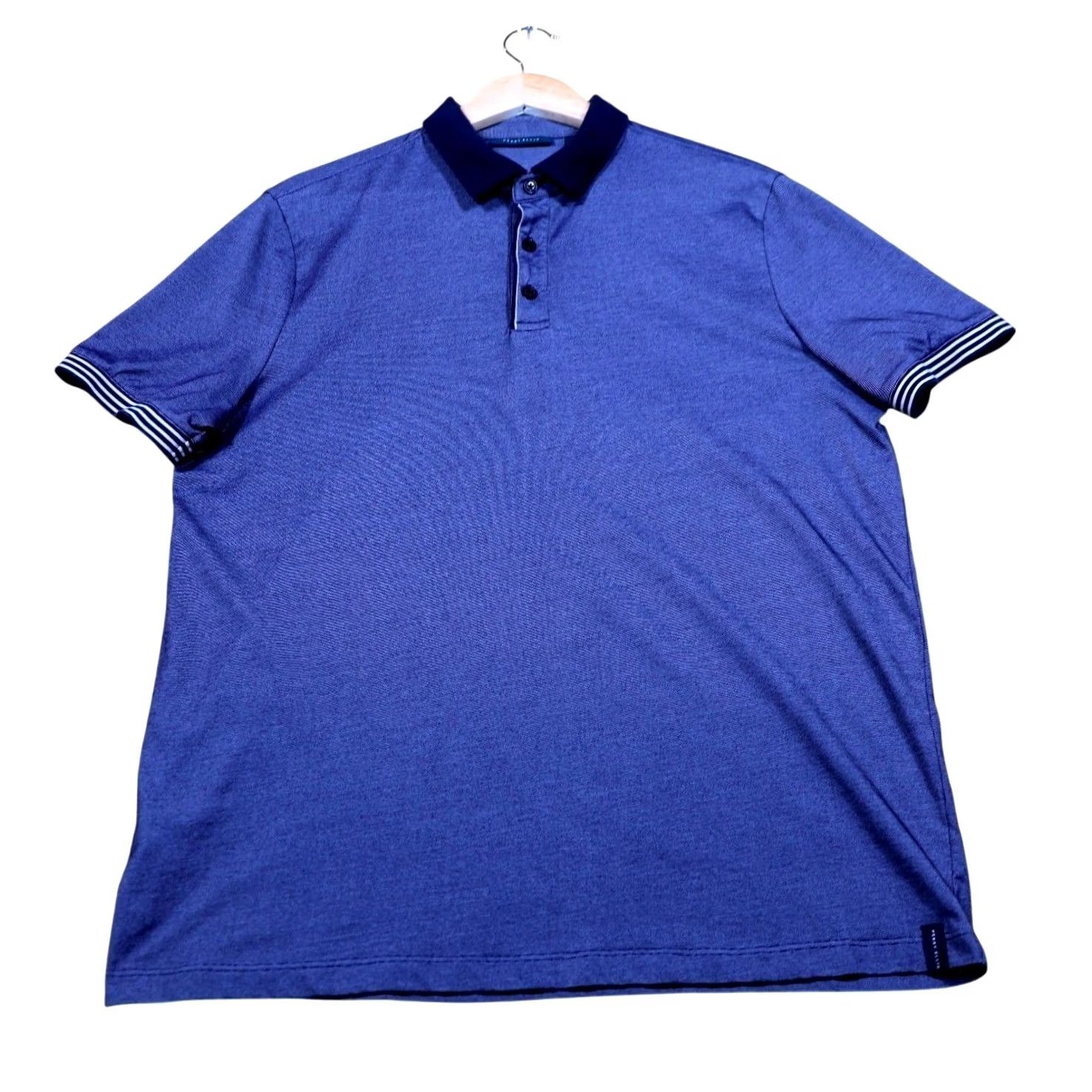 Perry Ellis Perry Ellis Mens Polo Shirt Blue Stripe Short Sleeve Button Up Size L Size US L / EU 52-54 / 3 - 5 Thumbnail
