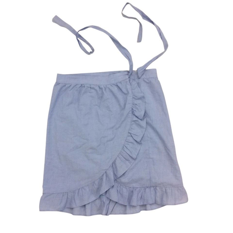 J.Crew J. Crew Chambray Tie Waist Wrap Ruffle Mini Skirt Size 00 Size 24" / US 00 / IT 34 - 2 Thumbnail