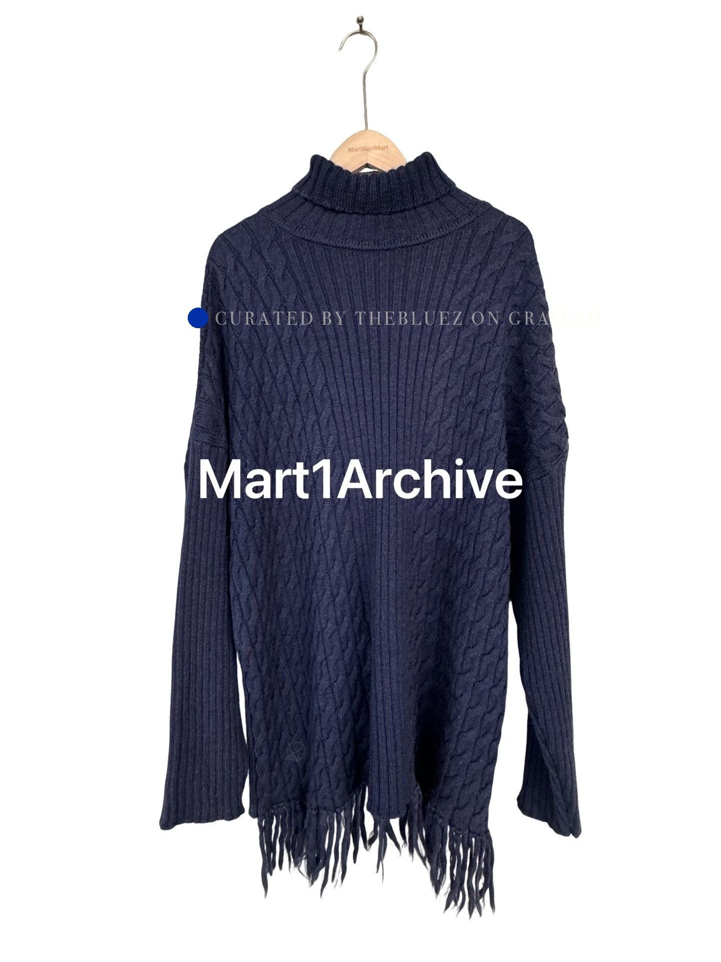 Vetements Blue Turtleneck Cable Knit Sweater with Fringe Hem Size US XS / EU 42 / 0 - 1 Thumbnail