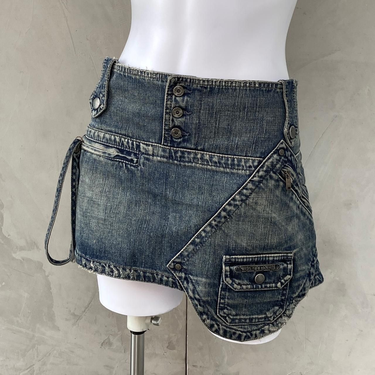 Diesel 90's Denim Oversized Pocket Mini Skirt.