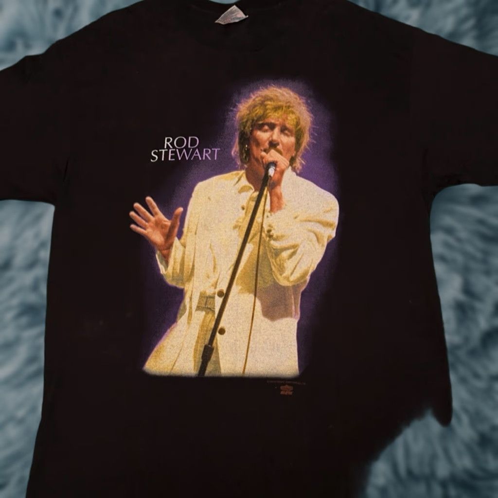 Vintage VINTAGE Rod Stewart 1993 A Night To Remember Tour Shirt Mens XL Black 90s Rock Music Shirts Mens Size US XL / EU 56 / 4 - 1 Thumbnail
