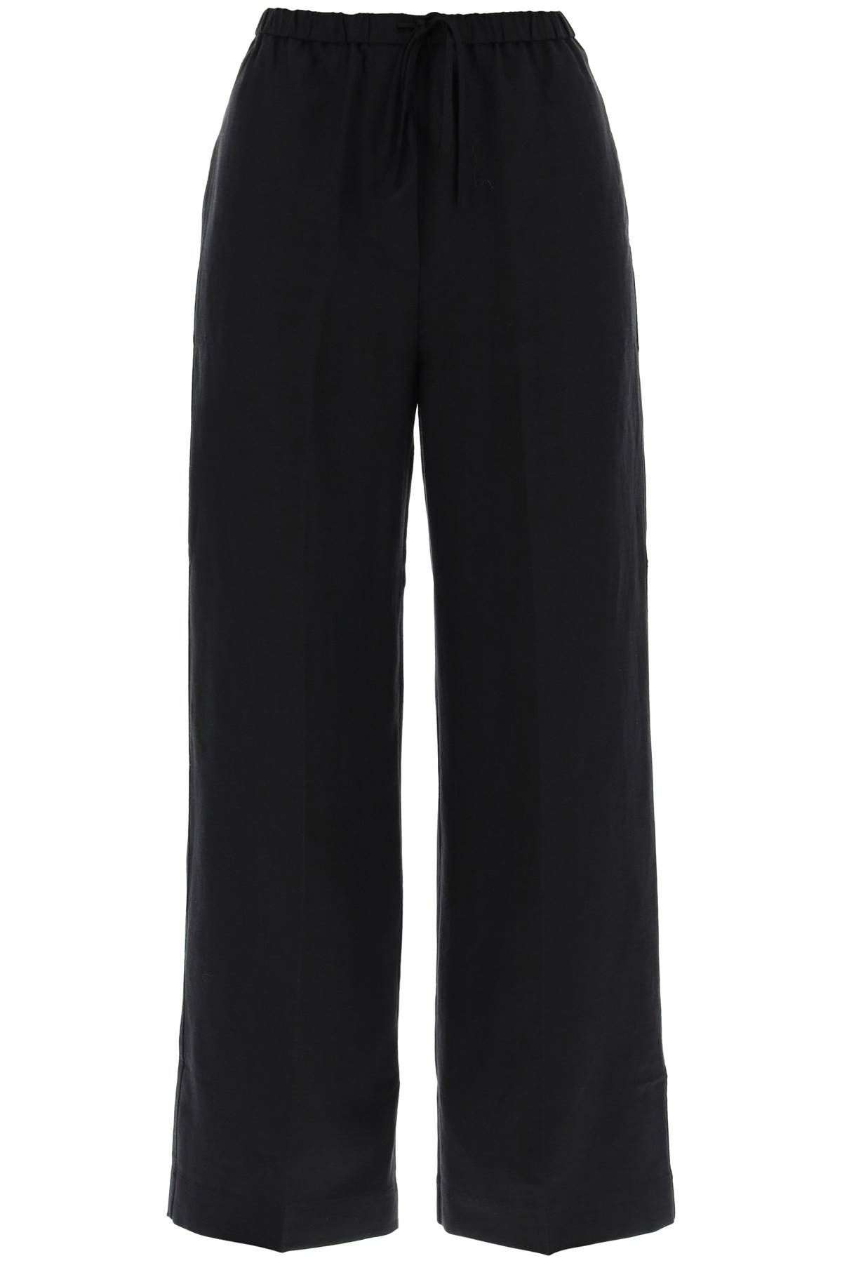 image of Toteme Lightweight Linen And Viscose Trousers in Black, Women's (Size 26)