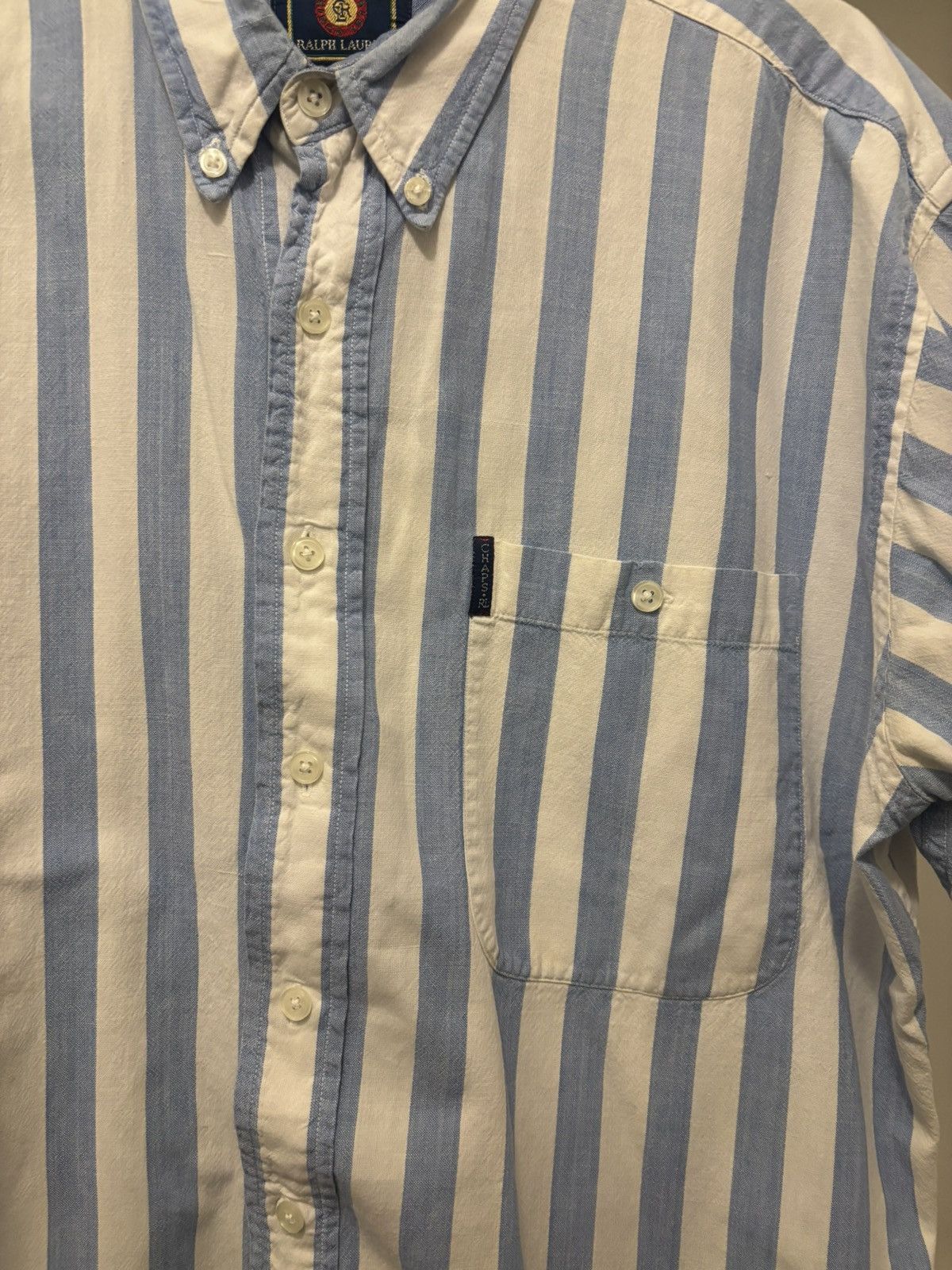 Chaps Ralph Lauren × Vintage Vintage Chaps Ralph Lauren Short Sleeve Striped Button-Up Size US L / EU 52-54 / 3 - 3 Thumbnail