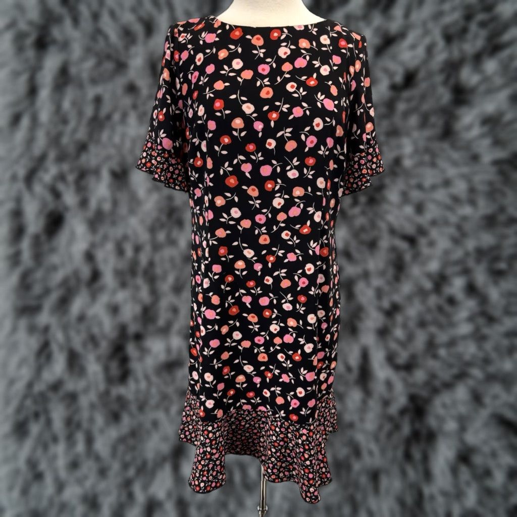 Talbots Talbots Floral Jewel Neck Shift Dress Sz 12p Petites Black Contrast Print Size XL / US 12-14 / IT 48-50 - 1 Thumbnail
