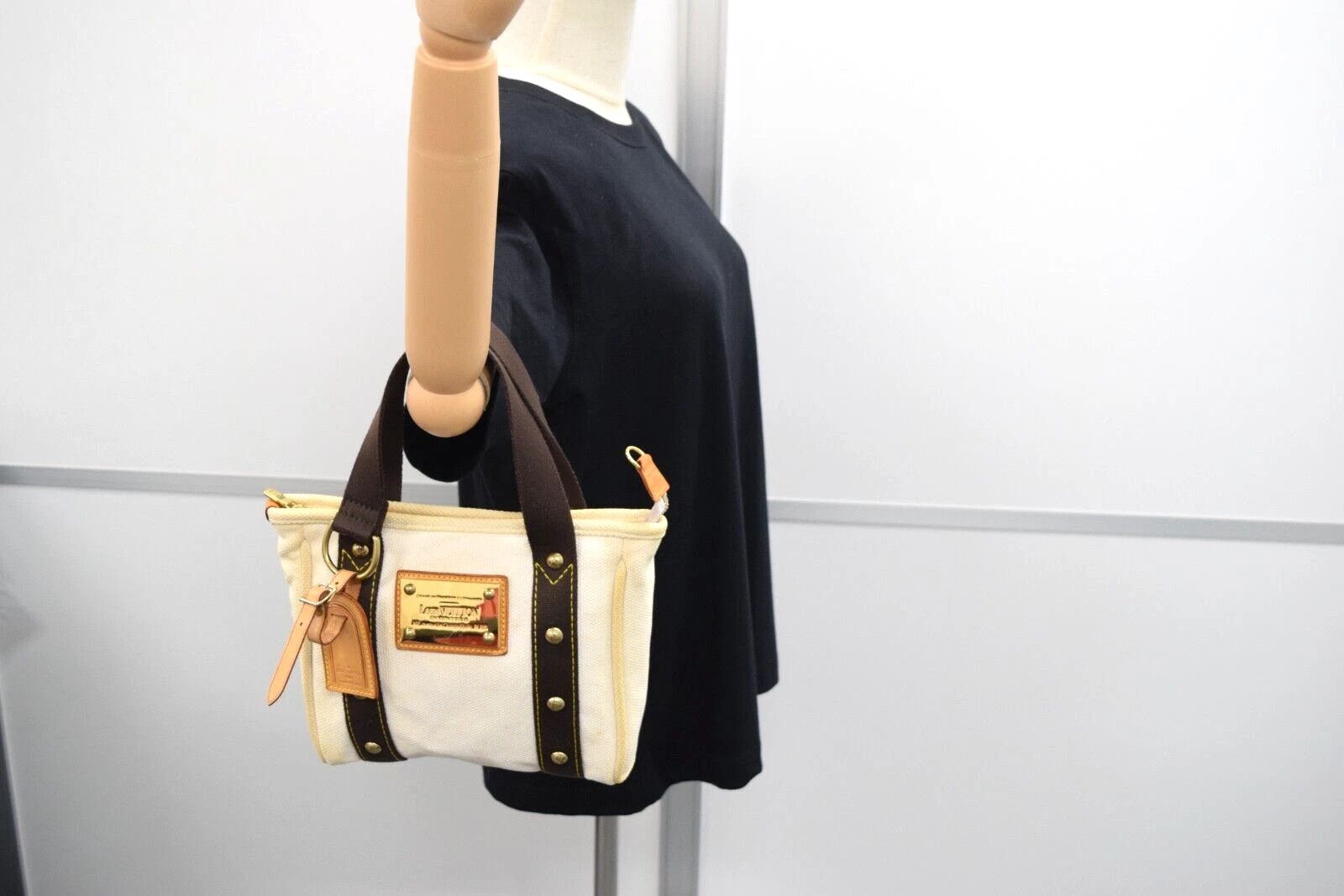 Louis Vuitton Louis Vuitton Antigua Cabas PM Hand Bag White Canvas M40039 Size ONE SIZE - 2 Thumbnail